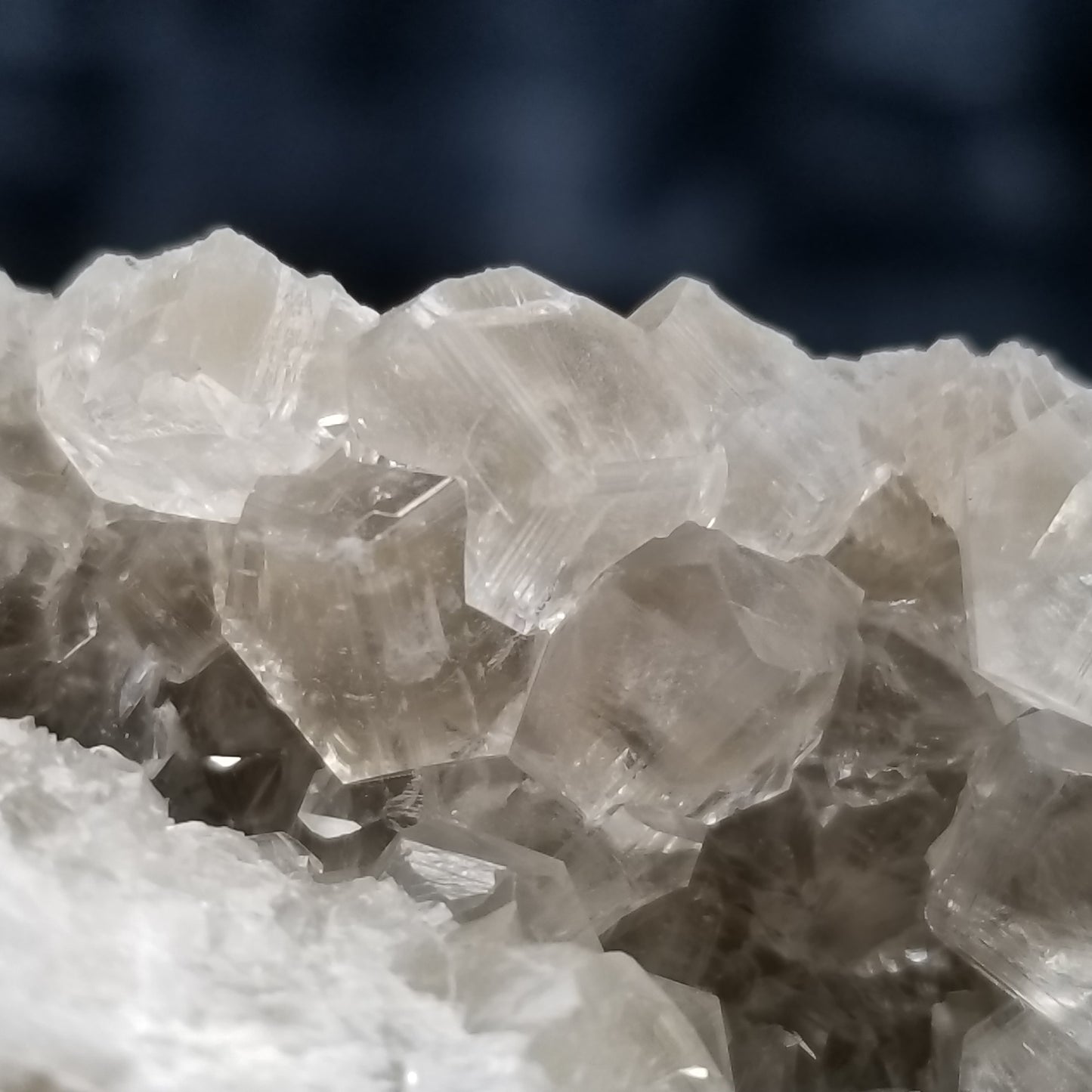 #33000 Clear Nailhead Spar Calcite on Chalcopyrite ore and multiple small fossils in the matrix