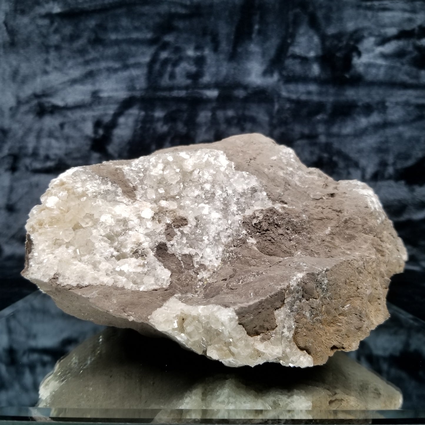 #33000 Clear Nailhead Spar Calcite on Chalcopyrite ore and multiple small fossils in the matrix