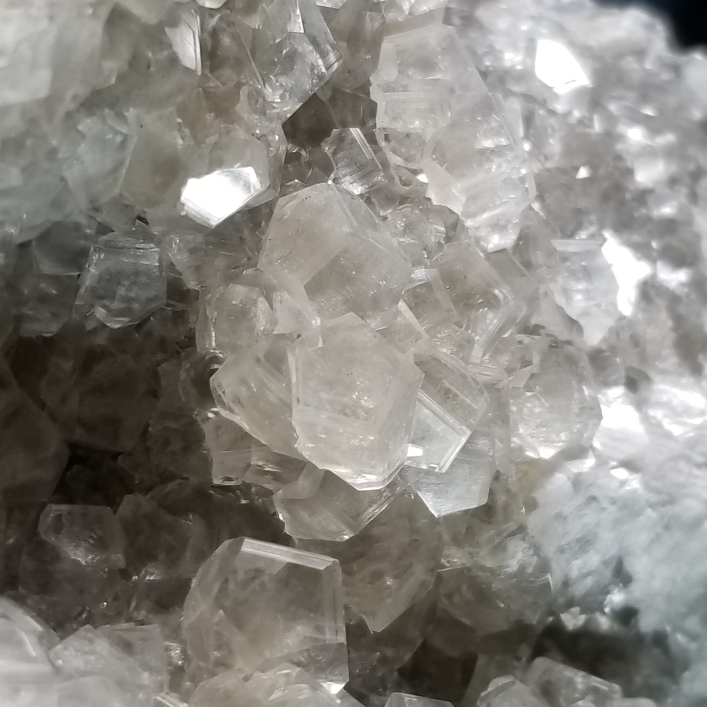 #33000 Clear Nailhead Spar Calcite on Chalcopyrite ore and multiple small fossils in the matrix
