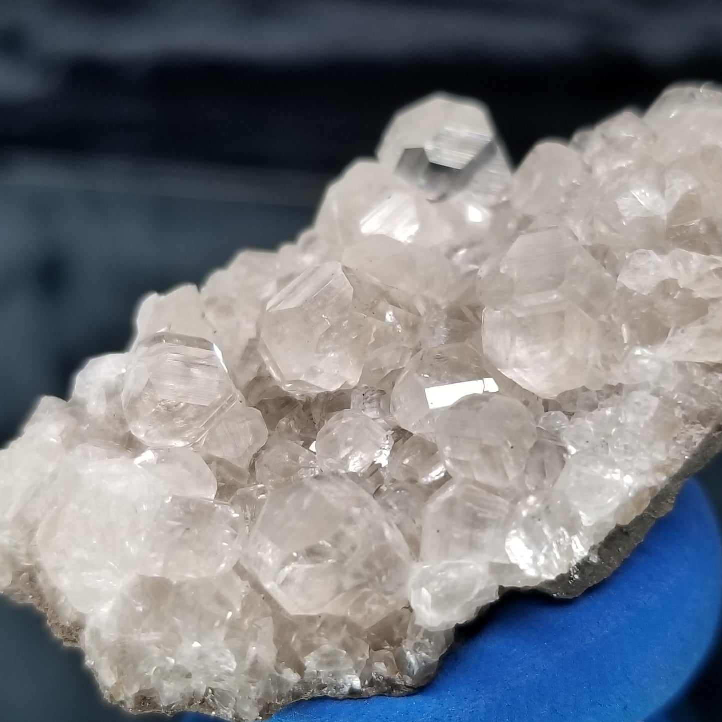 #33001 Super clear Nailhead Spar cluster, Chalcopyrite ore and multiple fossils in the matrix