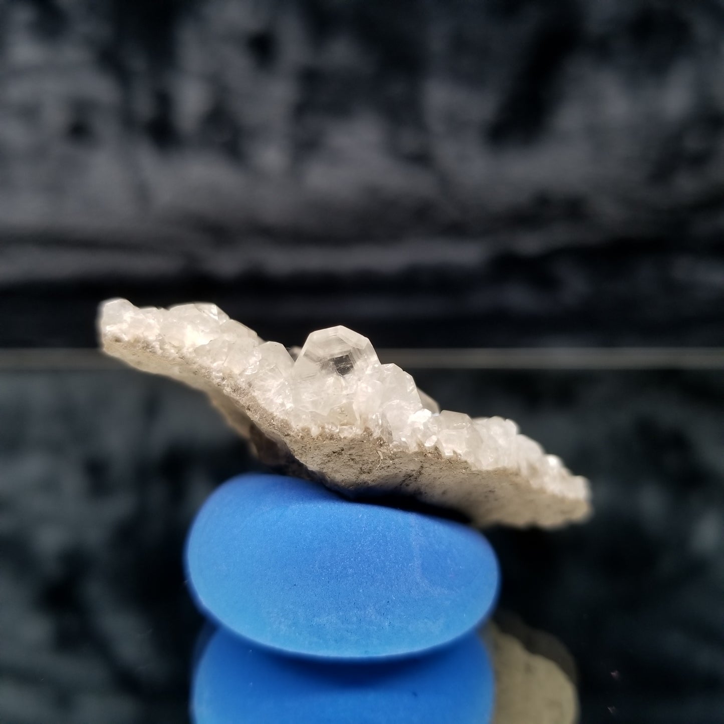 #33001 Super clear Nailhead Spar cluster, Chalcopyrite ore and multiple fossils in the matrix
