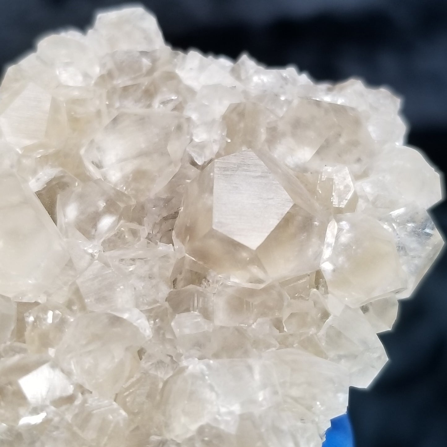 #33003 Super clear Nailhead Spar Calcite cluster, Chalcopyrite ore and multiple small fossils in the matrix