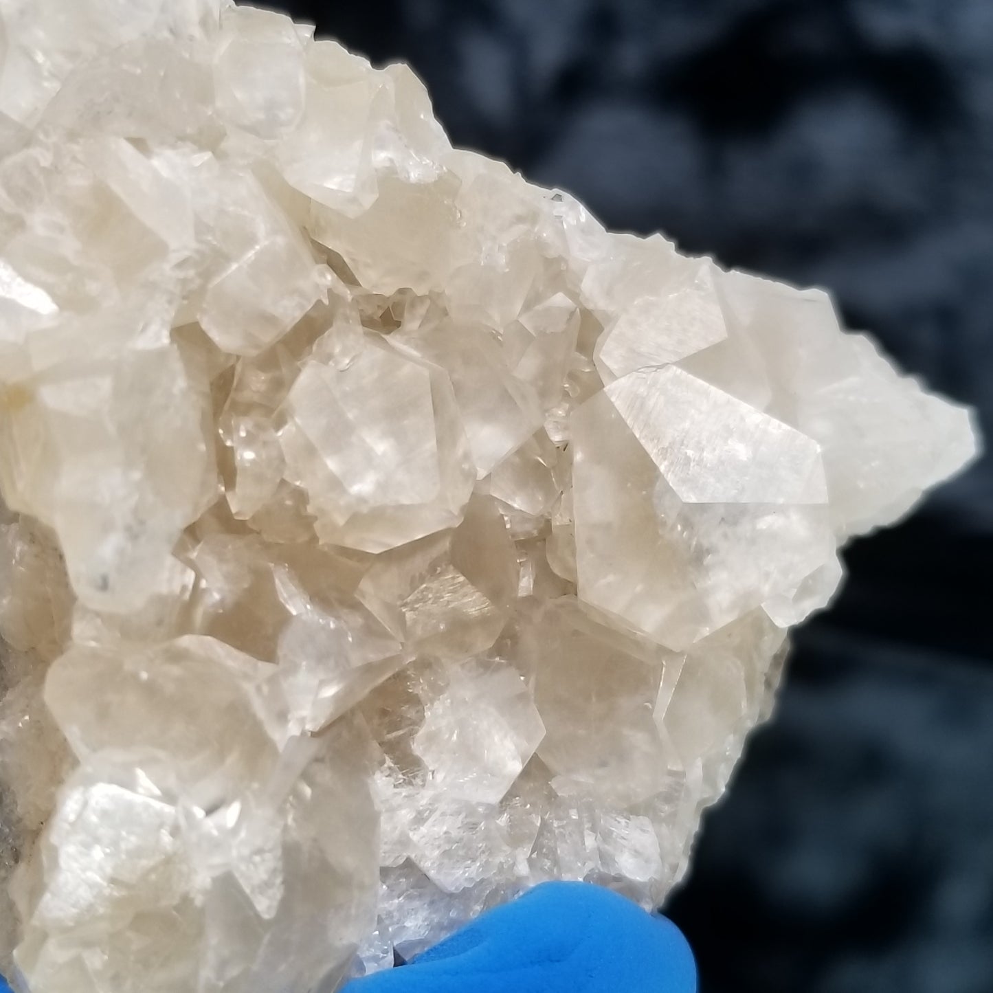 #33004 Super clear Nailhead Spar Calcite cluster, Chalcopyrite ore and multiple small fossils in the matrix