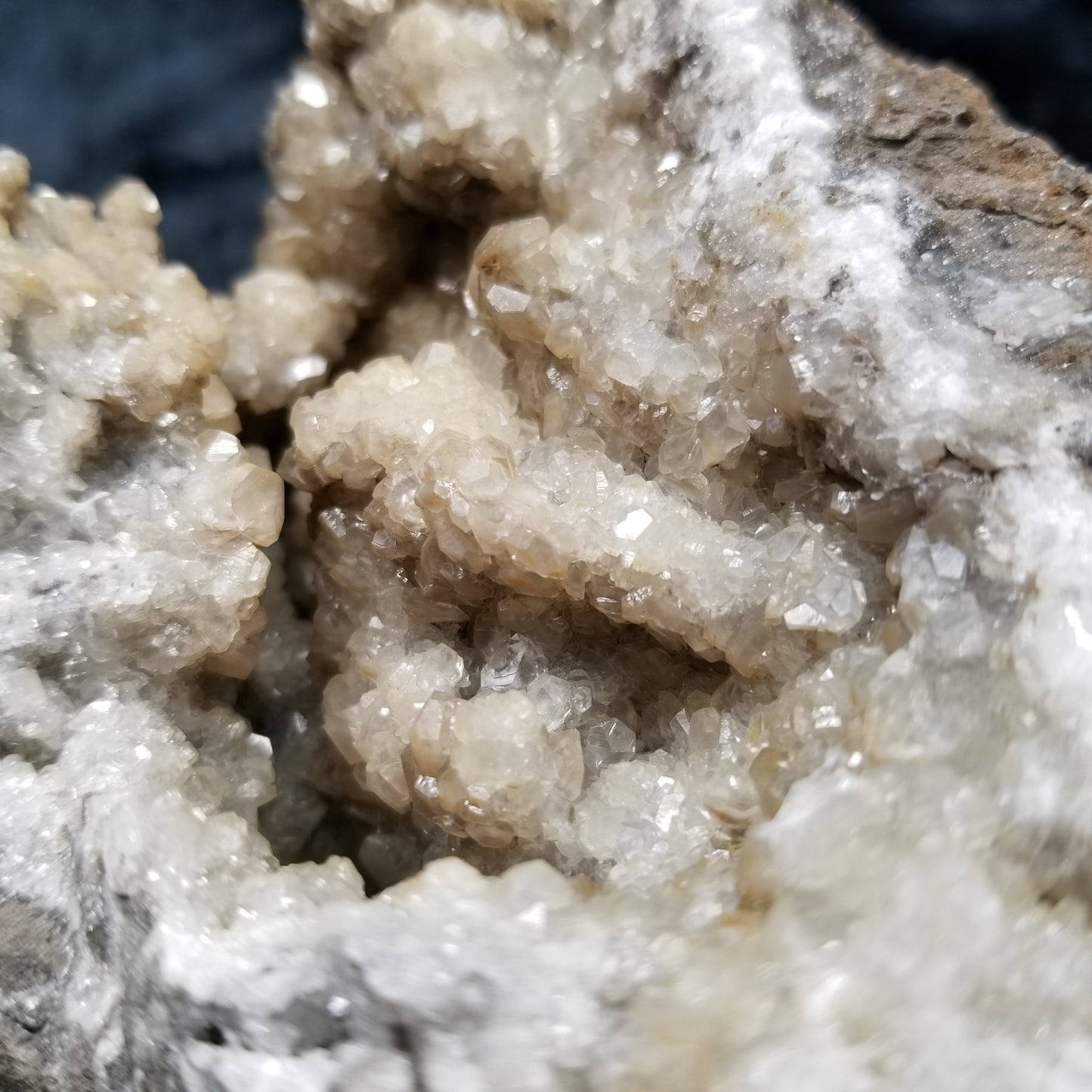 #33013 Clear Nailhead Spar Calcite cluster, Chalcopyrite ore and multiple small fossils in the matrix