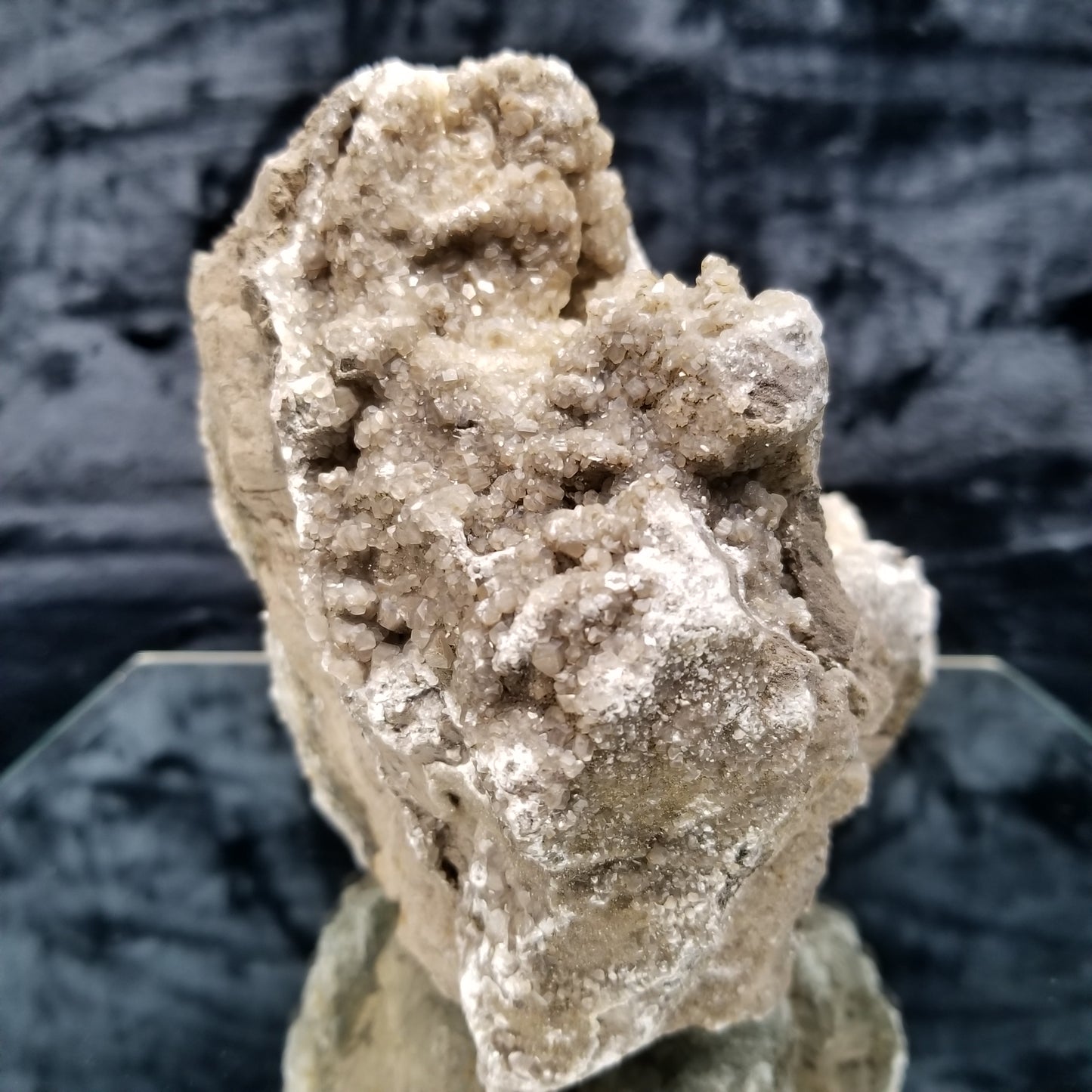 #33013 Clear Nailhead Spar Calcite cluster, Chalcopyrite ore and multiple small fossils in the matrix