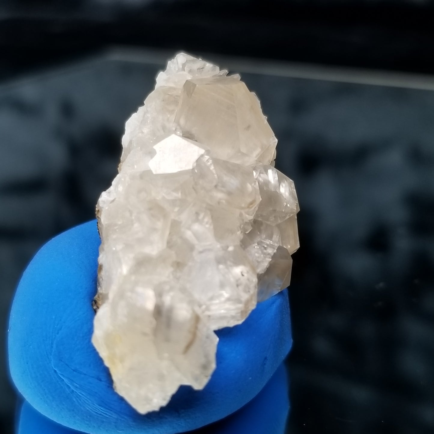 #33015 Super clear Nailhead Spar Calcite cluster, Chalcopyrite ore and multiple small fossils in the matrix