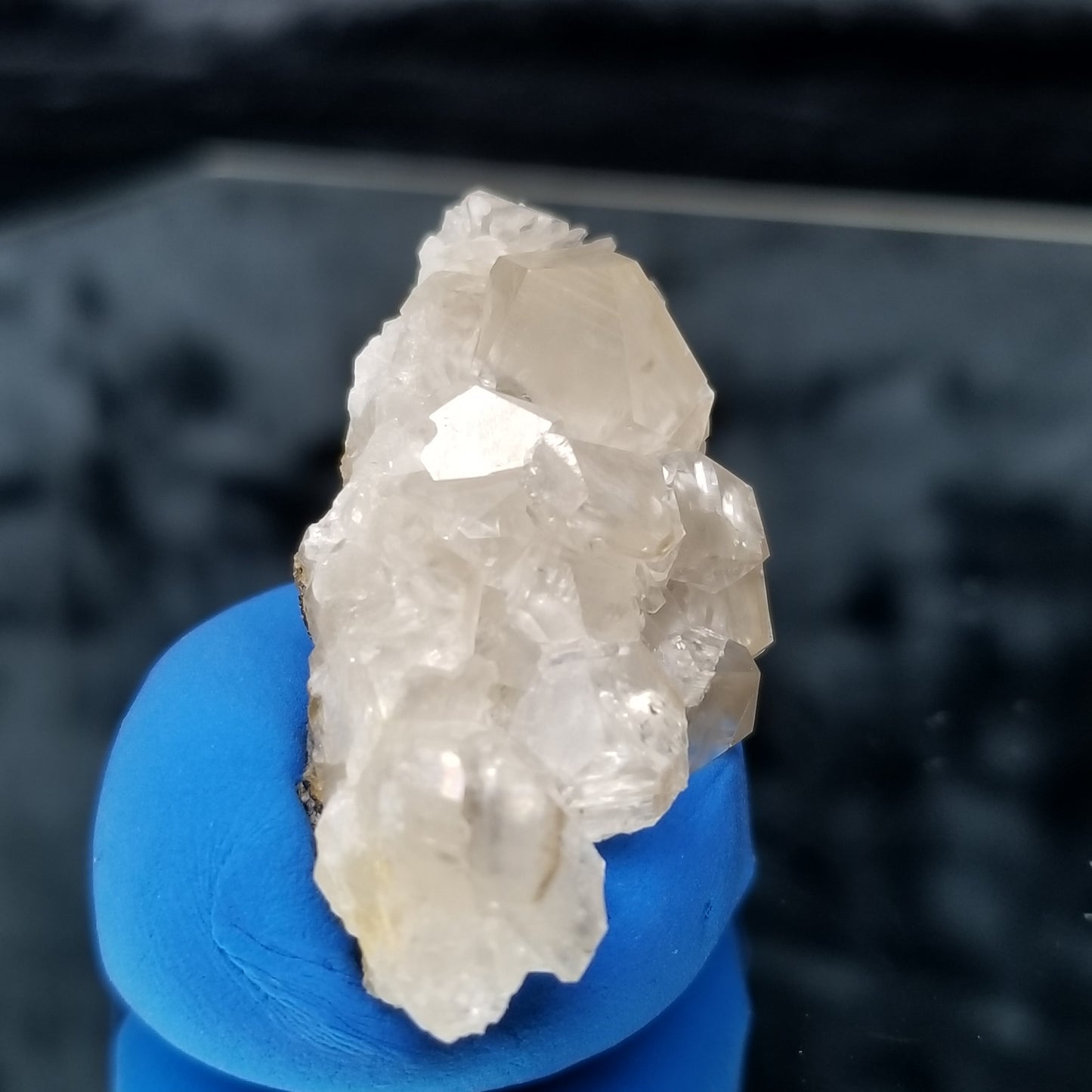 #33015 Super clear Nailhead Spar Calcite cluster, Chalcopyrite ore and multiple small fossils in the matrix