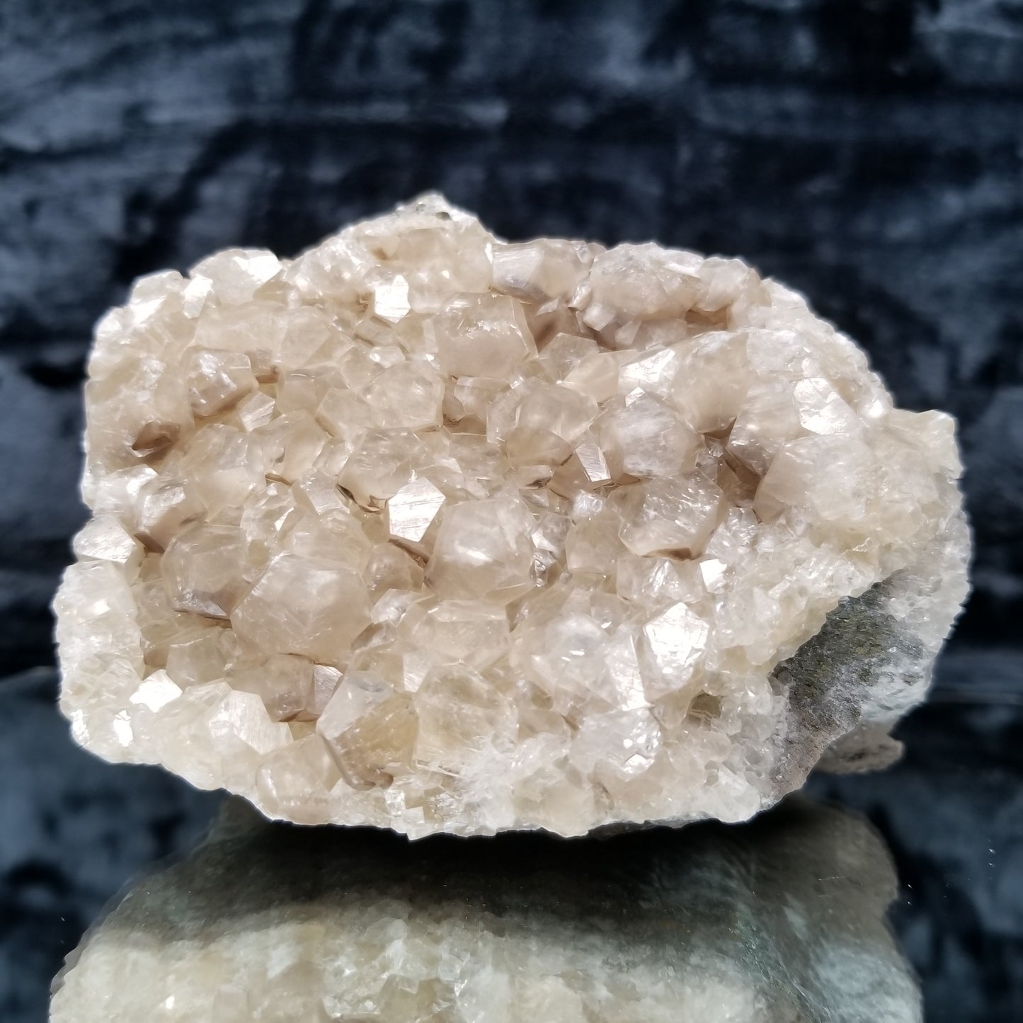 #33012 Clear Nailhead Spar Calcite cluster, Chalcopyrite ore and multiple small fossils in the matrix