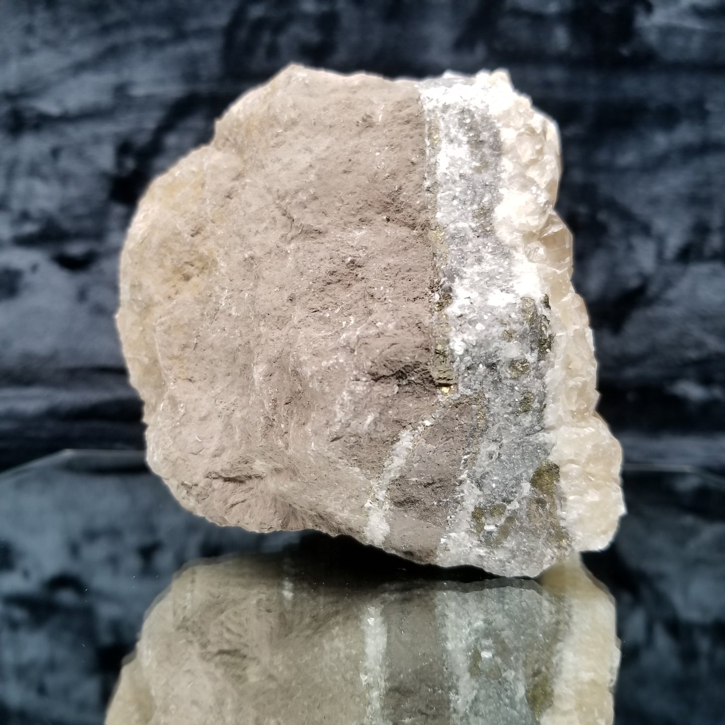 #33012 Clear Nailhead Spar Calcite cluster, Chalcopyrite ore and multiple small fossils in the matrix