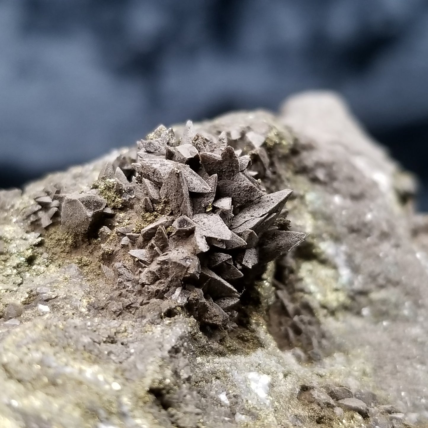 #33016 Super clear Nailhead Spar Calcite and Dogtooth Spar Calcite geode, Chalcopyrite ore and multiple small fossils in the matrix