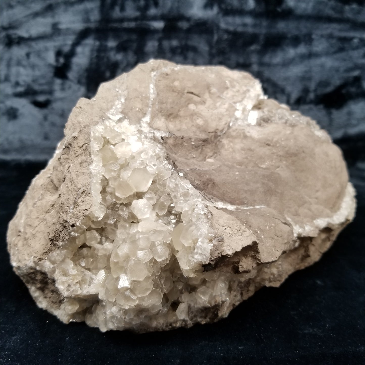 #33018 Super clear Nailhead Spar Calcite cluster, Chalcopyrite ore and multiple small fossils in the matrix