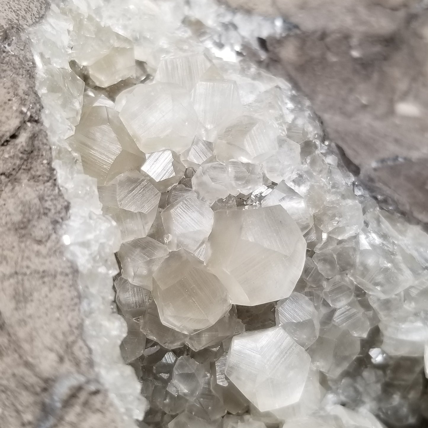 #33018 Super clear Nailhead Spar Calcite cluster, Chalcopyrite ore and multiple small fossils in the matrix