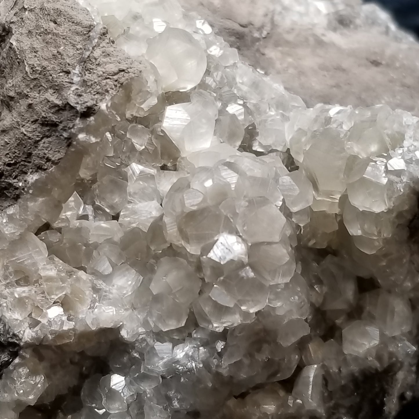 #33018 Super clear Nailhead Spar Calcite cluster, Chalcopyrite ore and multiple small fossils in the matrix