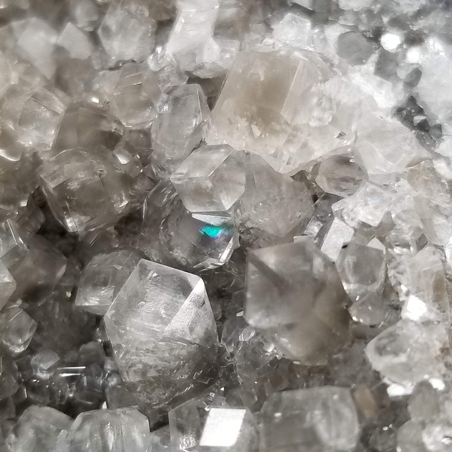 #33023 Super clear Nailhead Spar Calcite goede, Chalcopyrite ore and multiple small fossils in the matrix