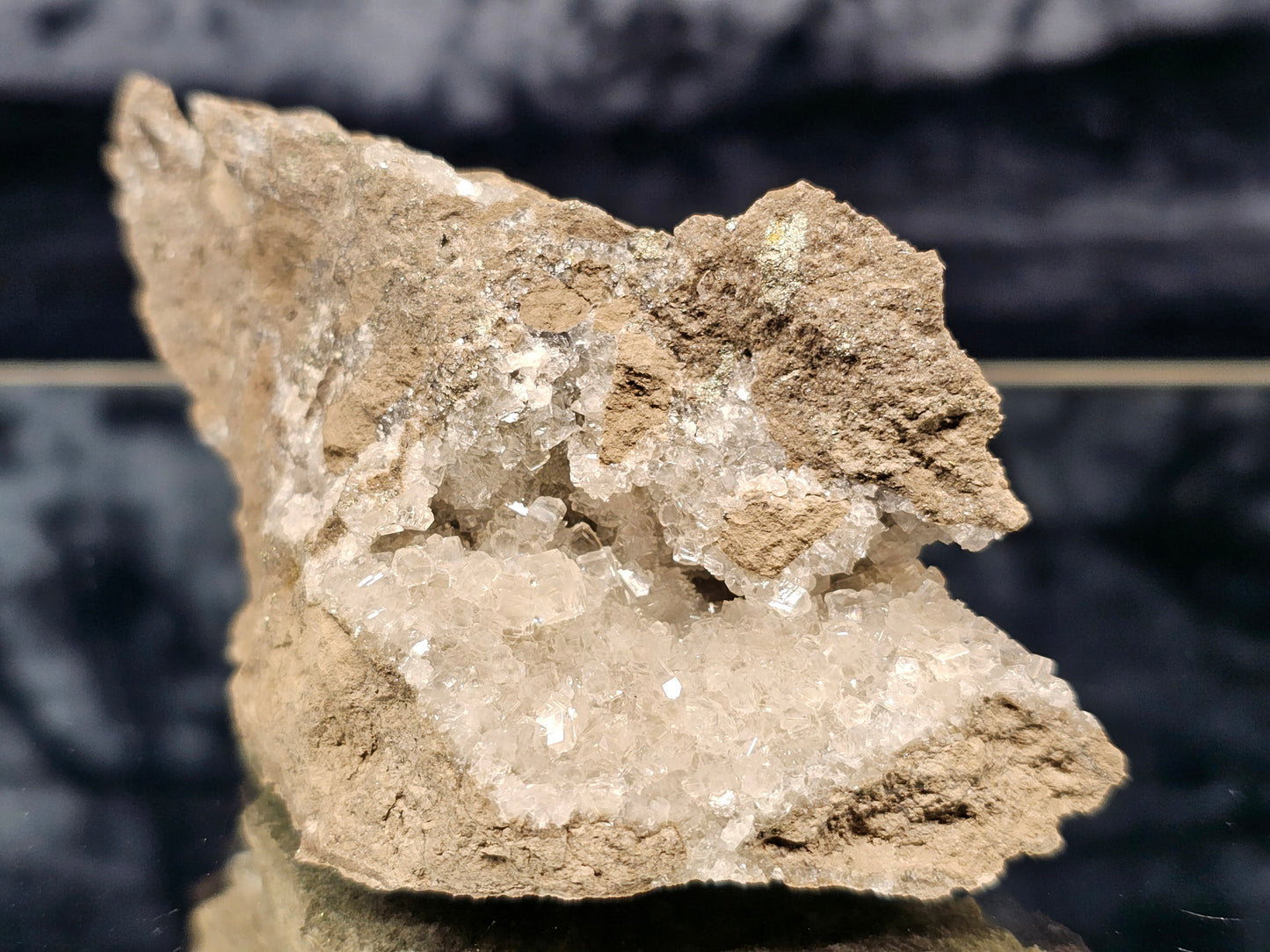 #33036 Super clear Nailhead Spar Calcite cluster, Chalcopyrite ore and multiple small fossils in the matrix