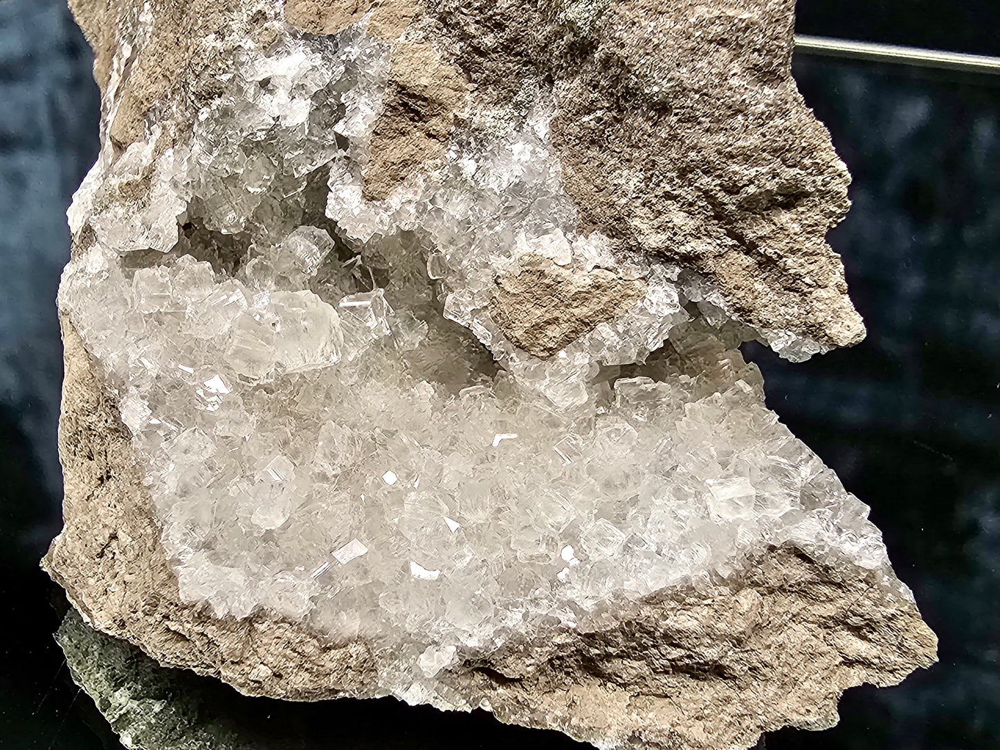 #33036 Super clear Nailhead Spar Calcite cluster, Chalcopyrite ore and multiple small fossils in the matrix