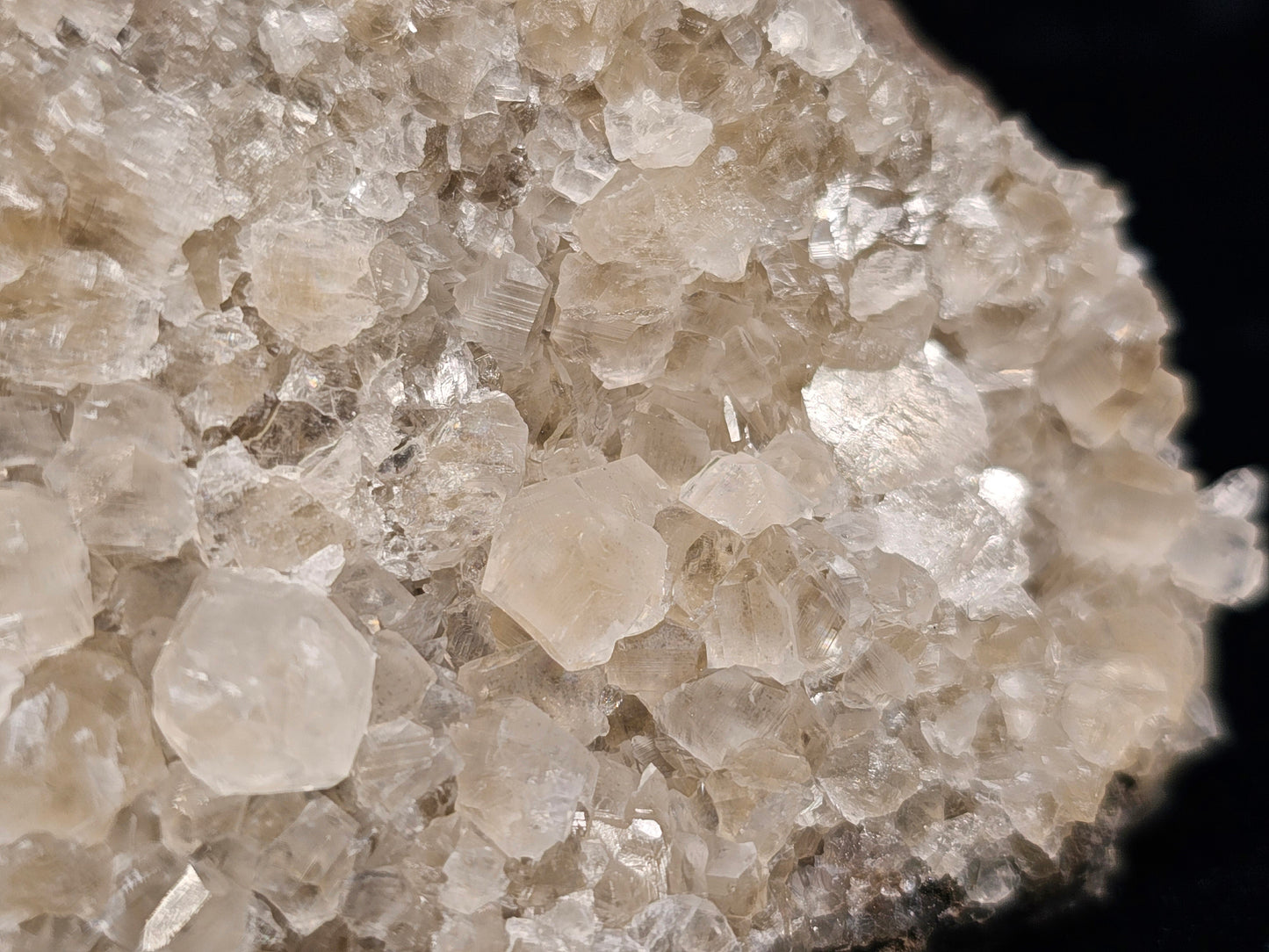 #33045 Super clear Nailhead Spar Calcite cluster, Chalcopyrite ore and multiple small fossils in the matrix