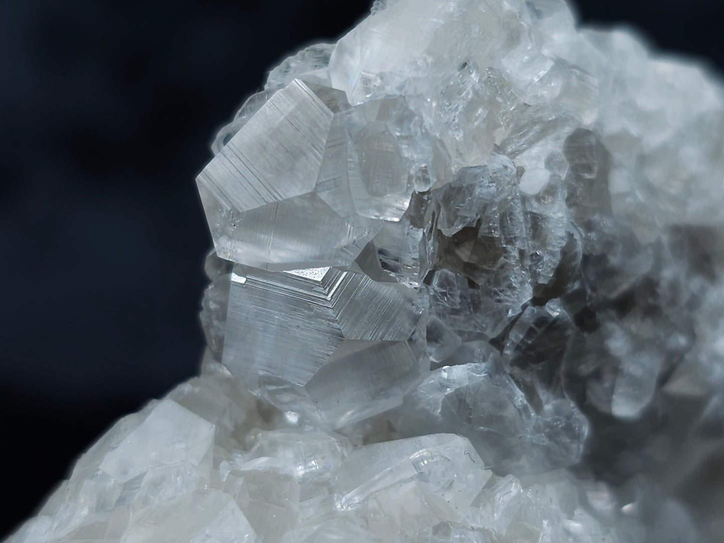 #33085 Super clear Nailhead Spar Calcite cluster, Chalcopyrite ore and multiple small fossils in the matrix