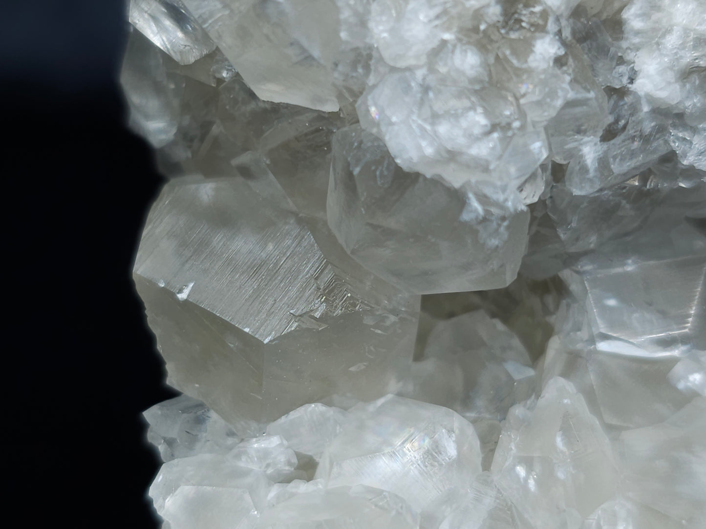 #33076 Super clear Nailhead Spar Calcite cluster, Chalcopyrite ore and multiple small fossils in the matrix