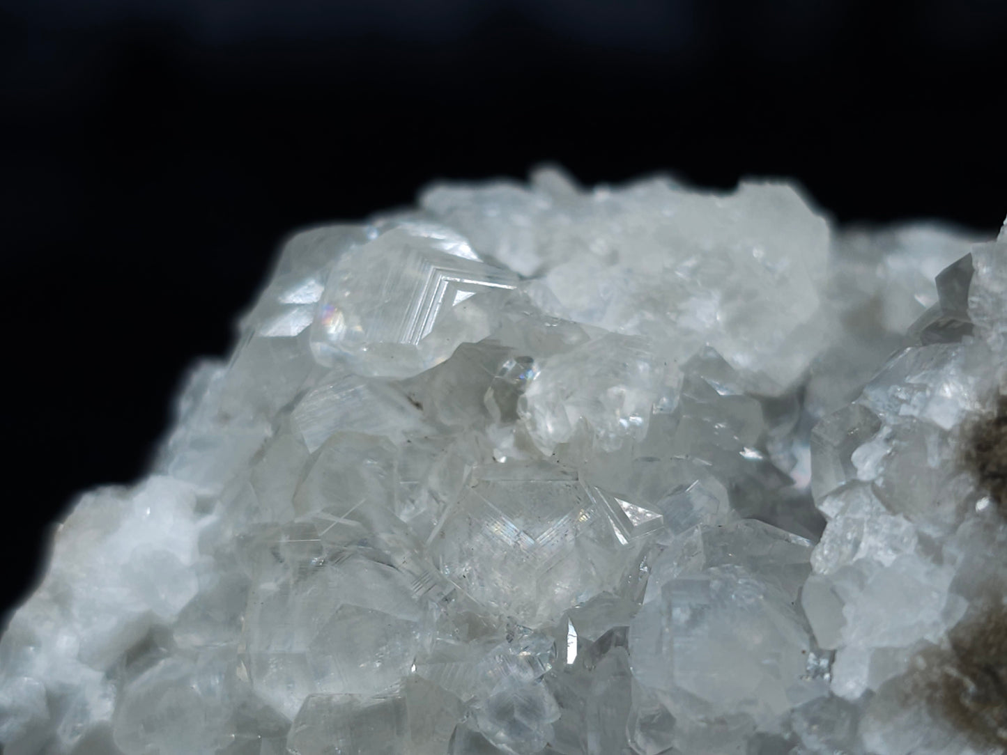 #33059 Super clear Nailhead Spar Calcite cluster, Chalcopyrite ore and multiple small fossils in the matrix