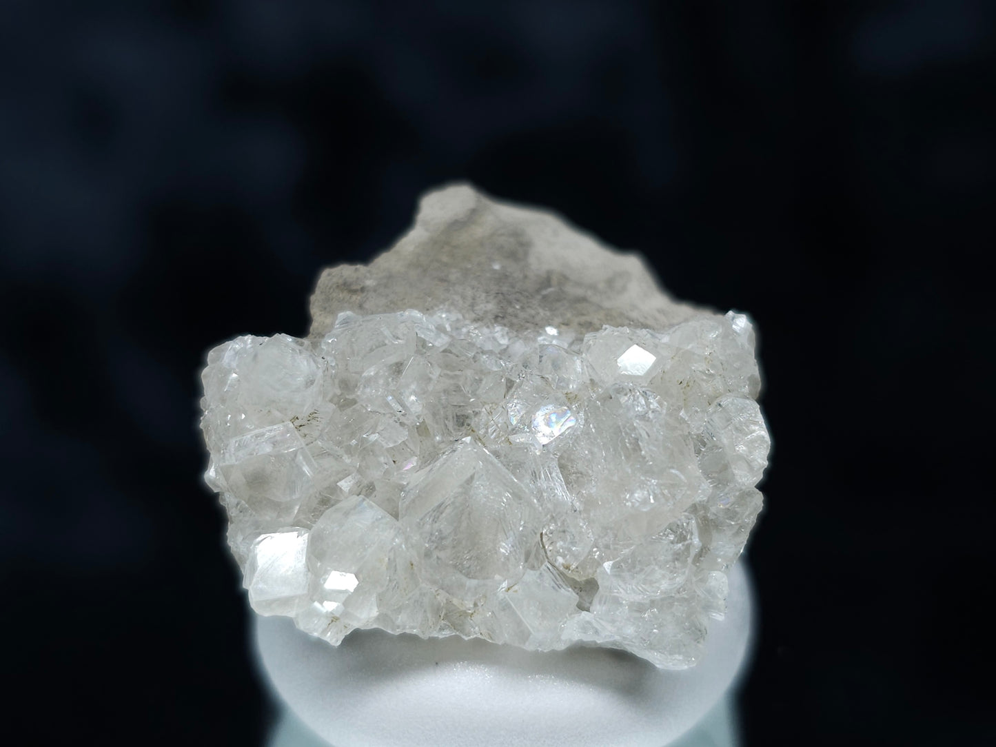 #33054 Super clear Nailhead Spar Calcite cluster, Chalcopyrite ore and multiple small fossils in the matrix