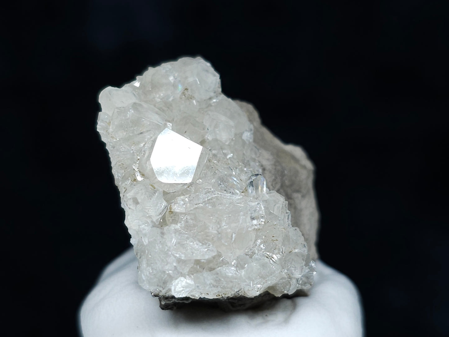 #33054 Super clear Nailhead Spar Calcite cluster, Chalcopyrite ore and multiple small fossils in the matrix