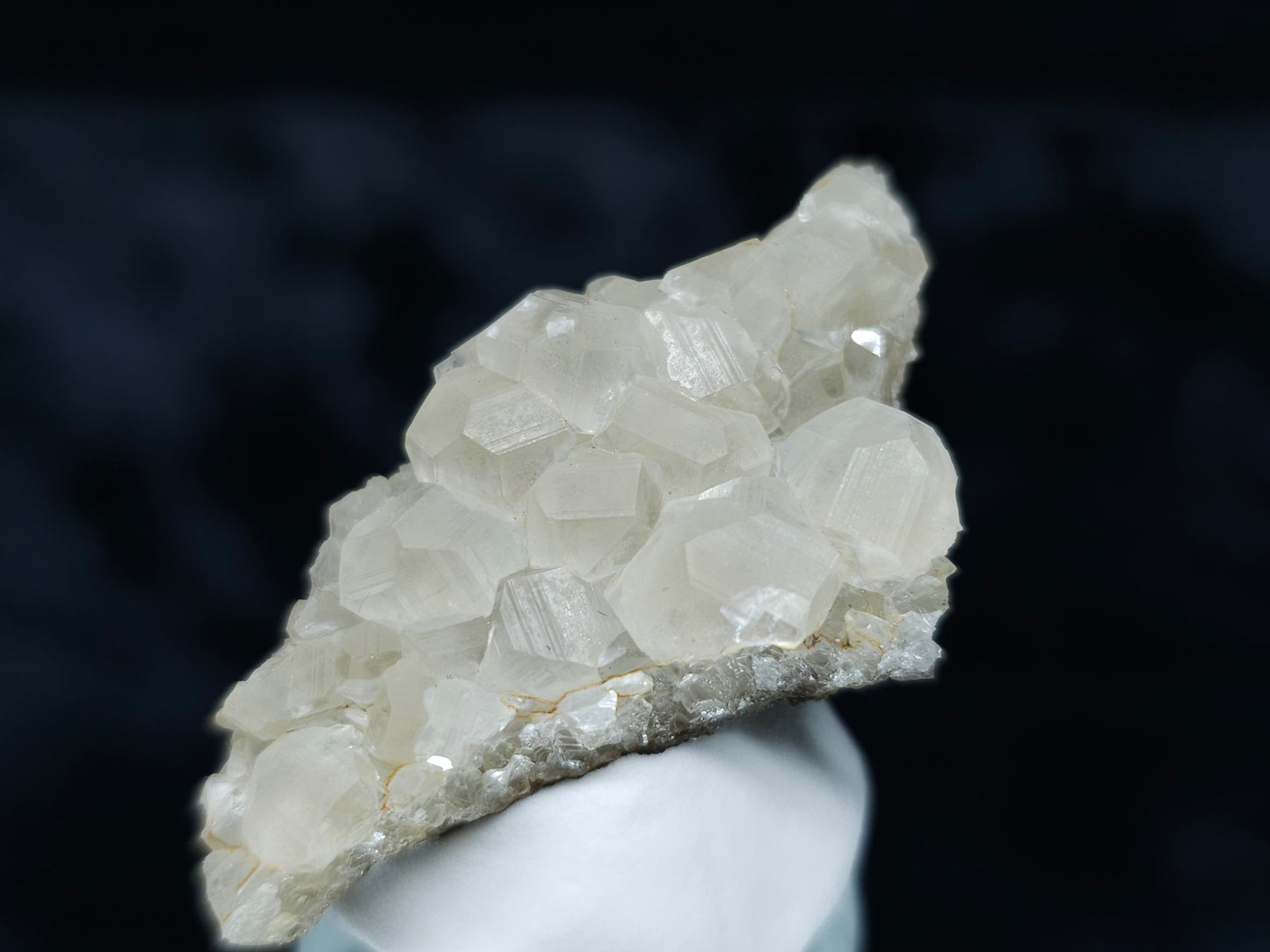 #33047 Super clear Nailhead Spar Calcite cluster, Chalcopyrite ore and multiple small fossils in the matrix