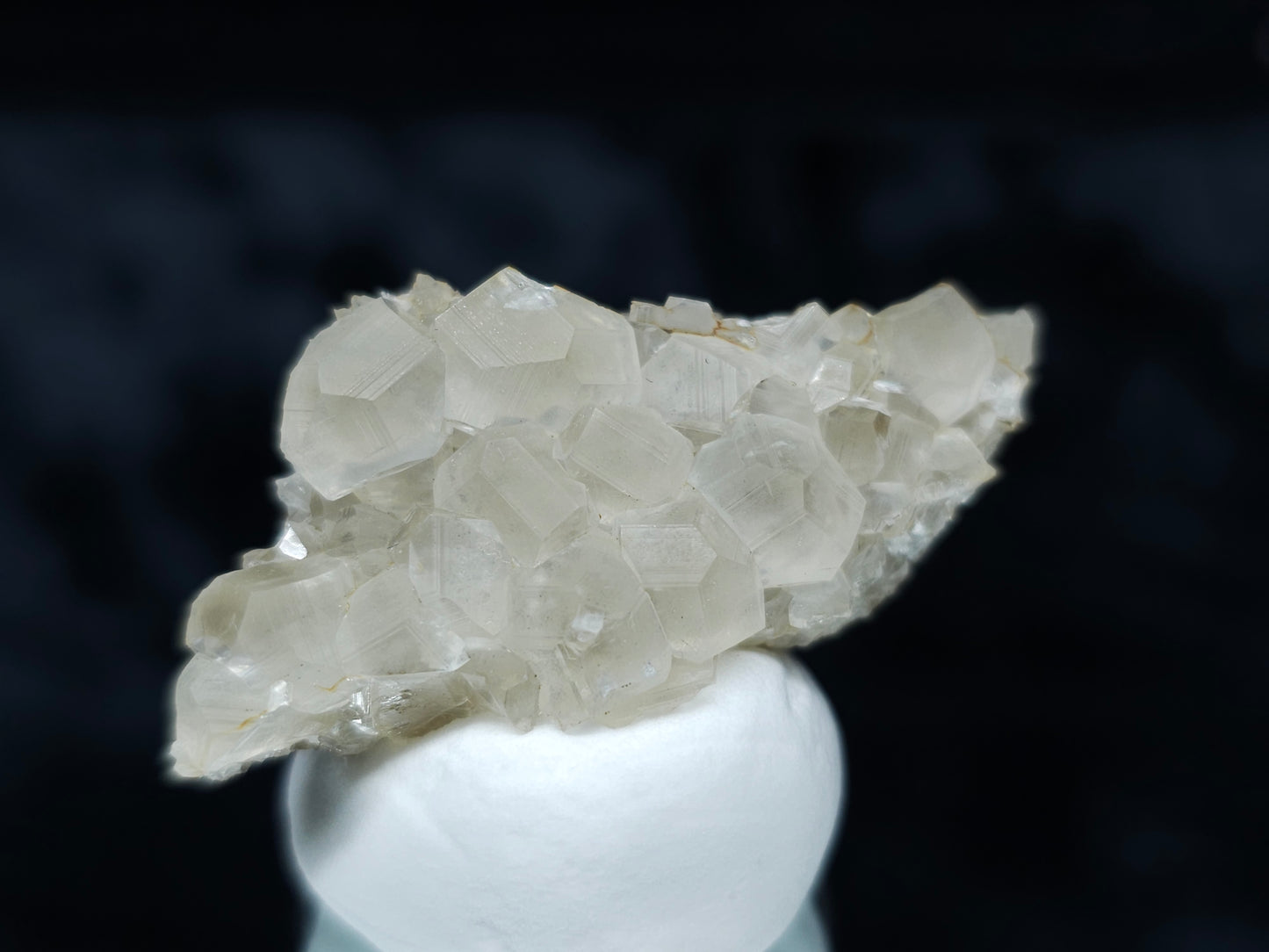 #33047 Super clear Nailhead Spar Calcite cluster, Chalcopyrite ore and multiple small fossils in the matrix
