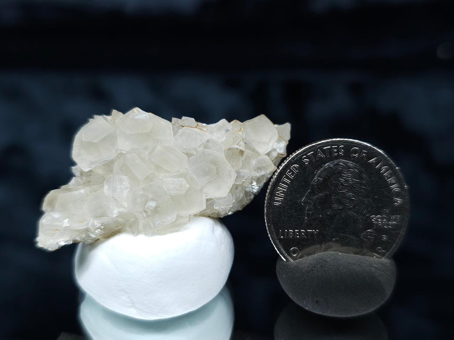 #33047 Super clear Nailhead Spar Calcite cluster, Chalcopyrite ore and multiple small fossils in the matrix
