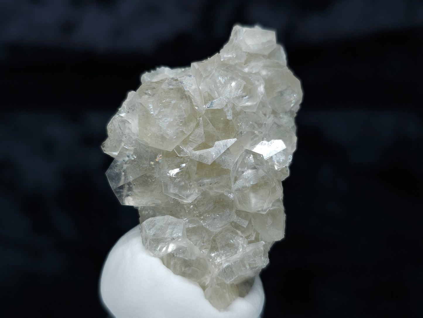 #33058 Super clear Nailhead Spar Calcite cluster, Chalcopyrite ore and multiple small fossils in the matrix