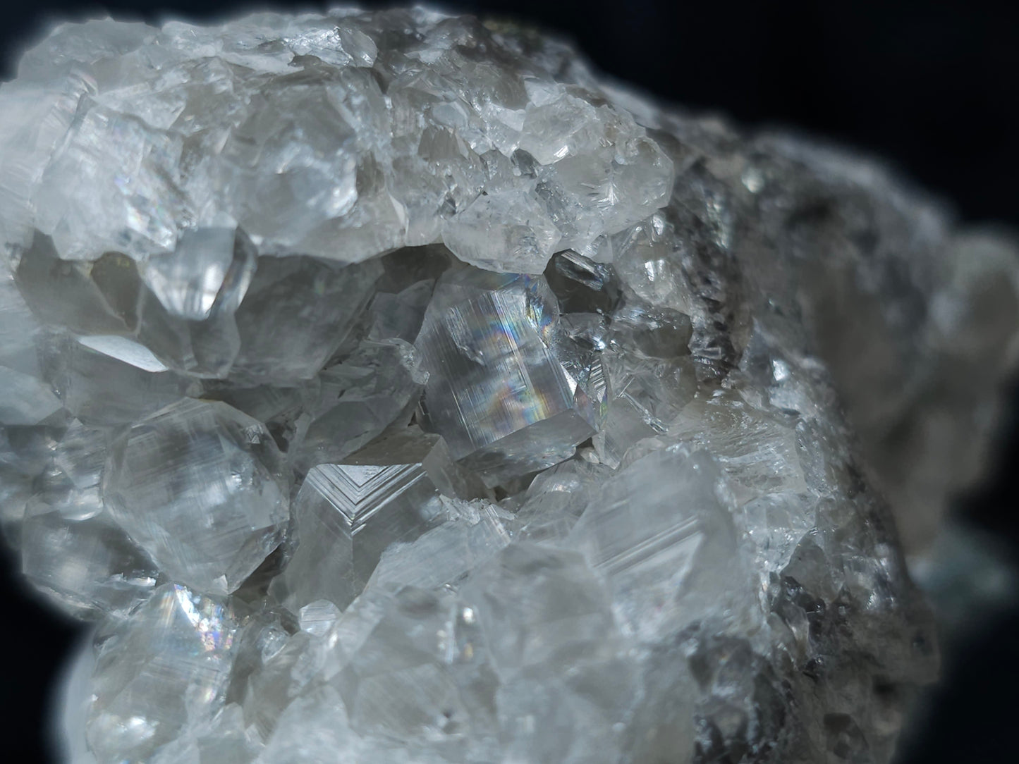#33056 Super clear Nailhead Spar Calcite cluster, Chalcopyrite ore and multiple small fossils in the matrix