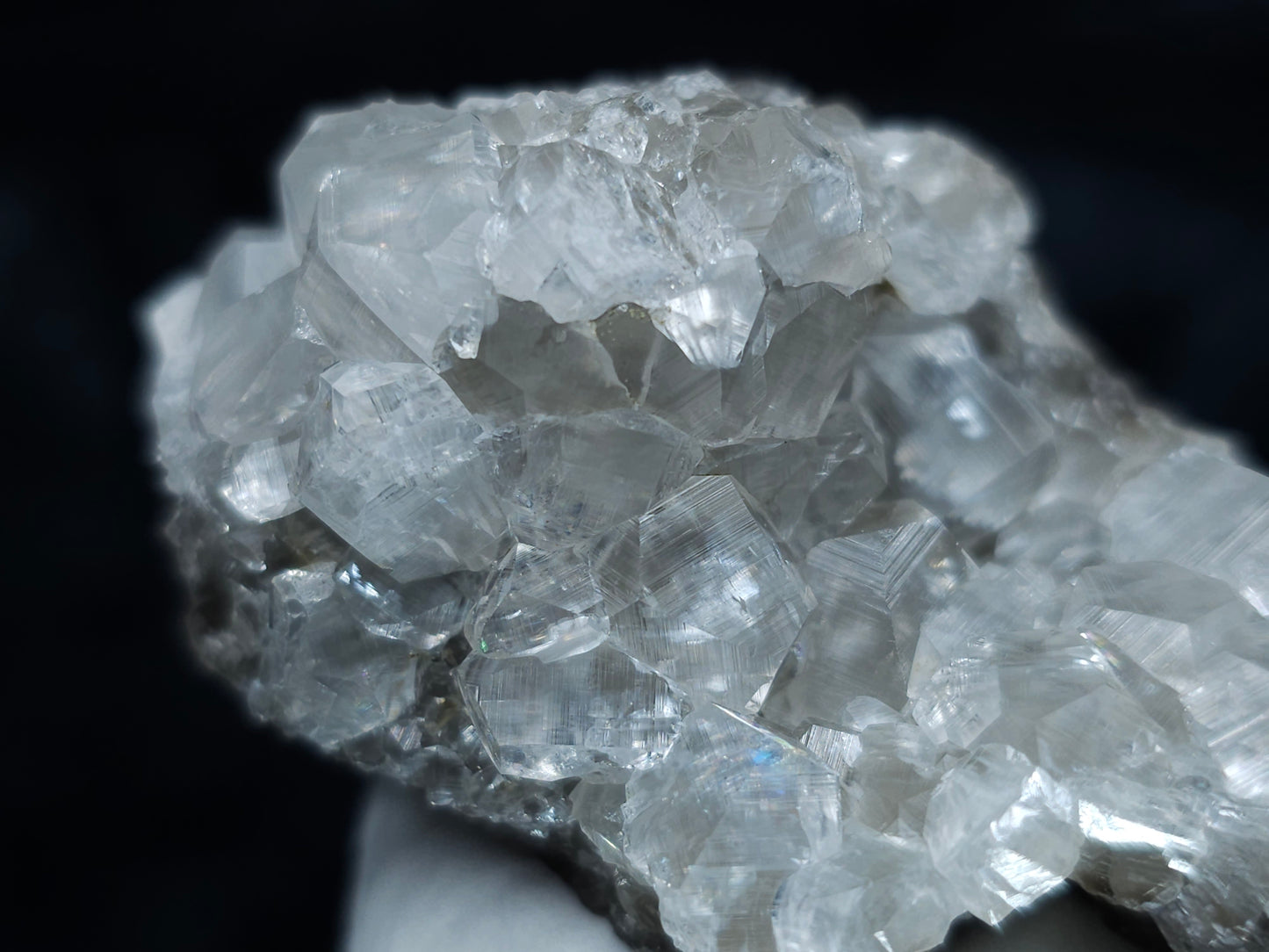 #33056 Super clear Nailhead Spar Calcite cluster, Chalcopyrite ore and multiple small fossils in the matrix