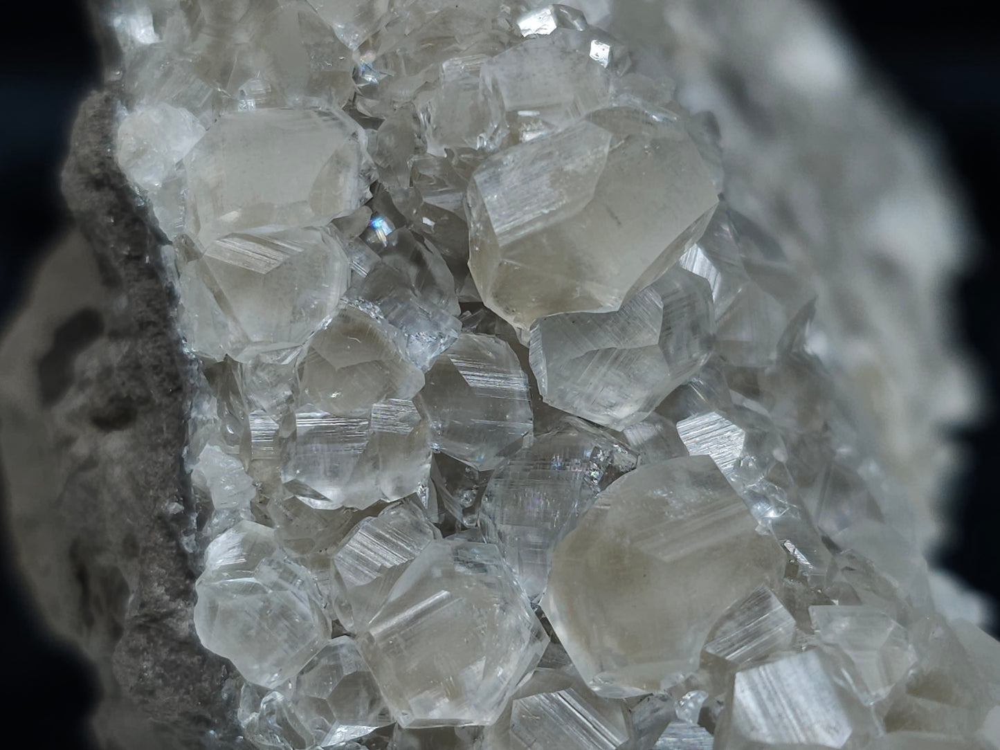#33081 Super clear Nailhead Spar Calcite cluster, Chalcopyrite ore and multiple small fossils in the matrix