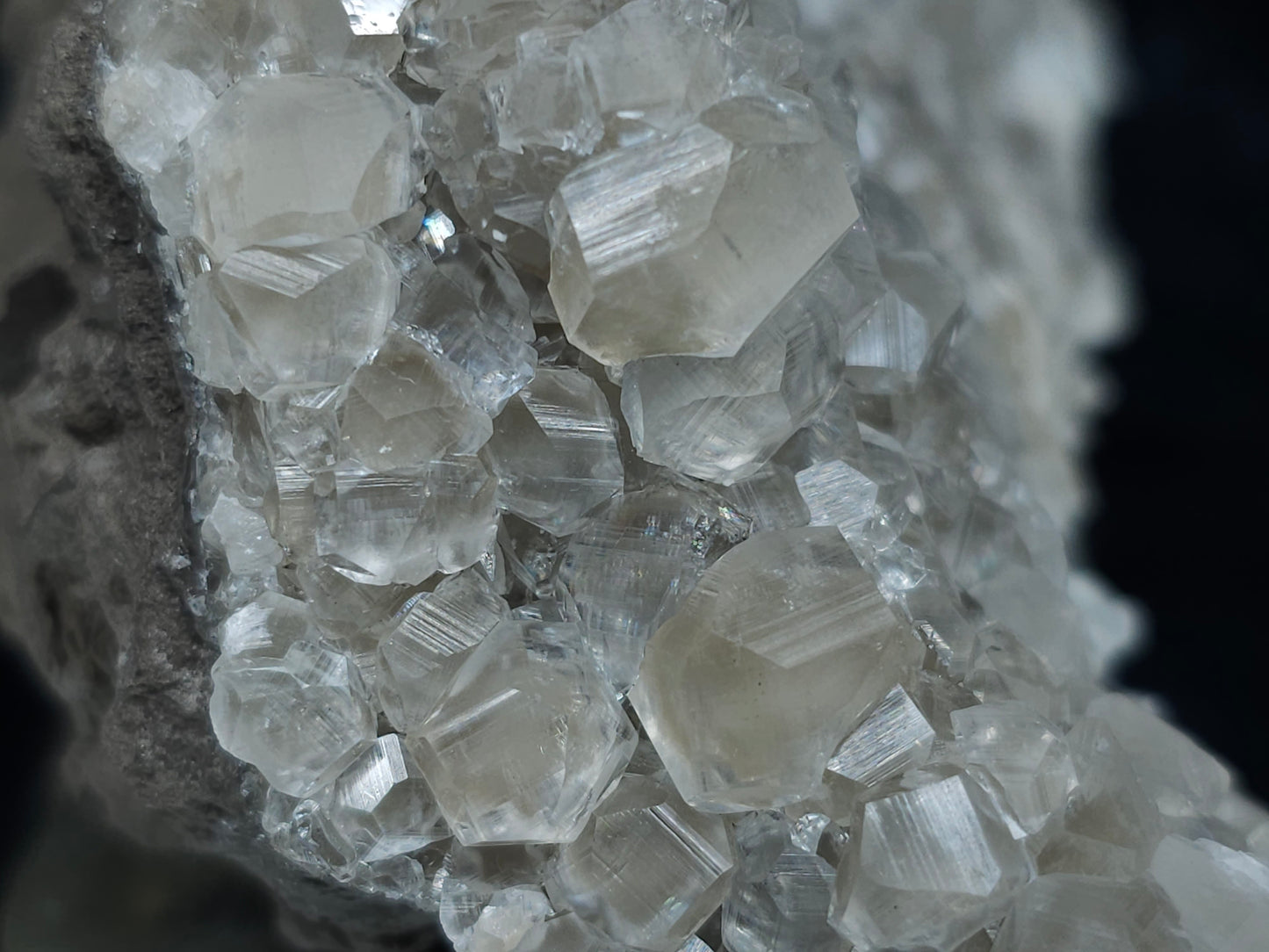 #33081 Super clear Nailhead Spar Calcite cluster, Chalcopyrite ore and multiple small fossils in the matrix