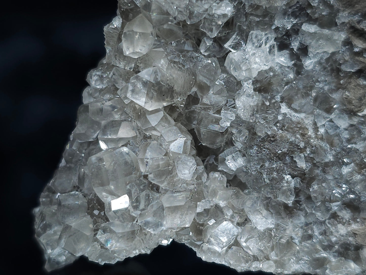 #33077 Super clear Nailhead Spar Calcite cluster, Chalcopyrite ore and multiple small fossils in the matrix