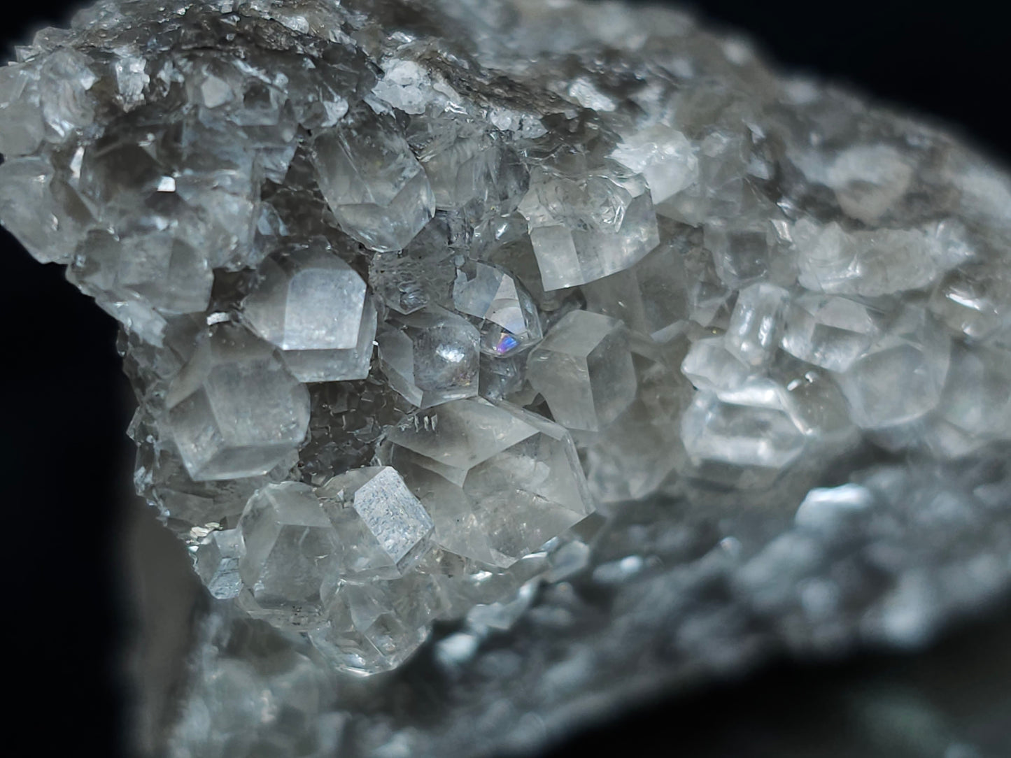 #33077 Super clear Nailhead Spar Calcite cluster, Chalcopyrite ore and multiple small fossils in the matrix