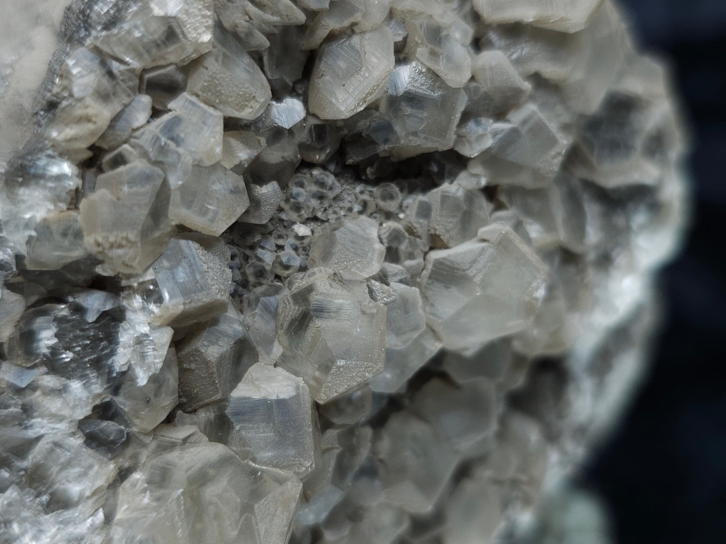 #33086 Phantom Nailhead Spar Calcite cluster, Chalcopyrite ore and multiple small fossils in the matrix