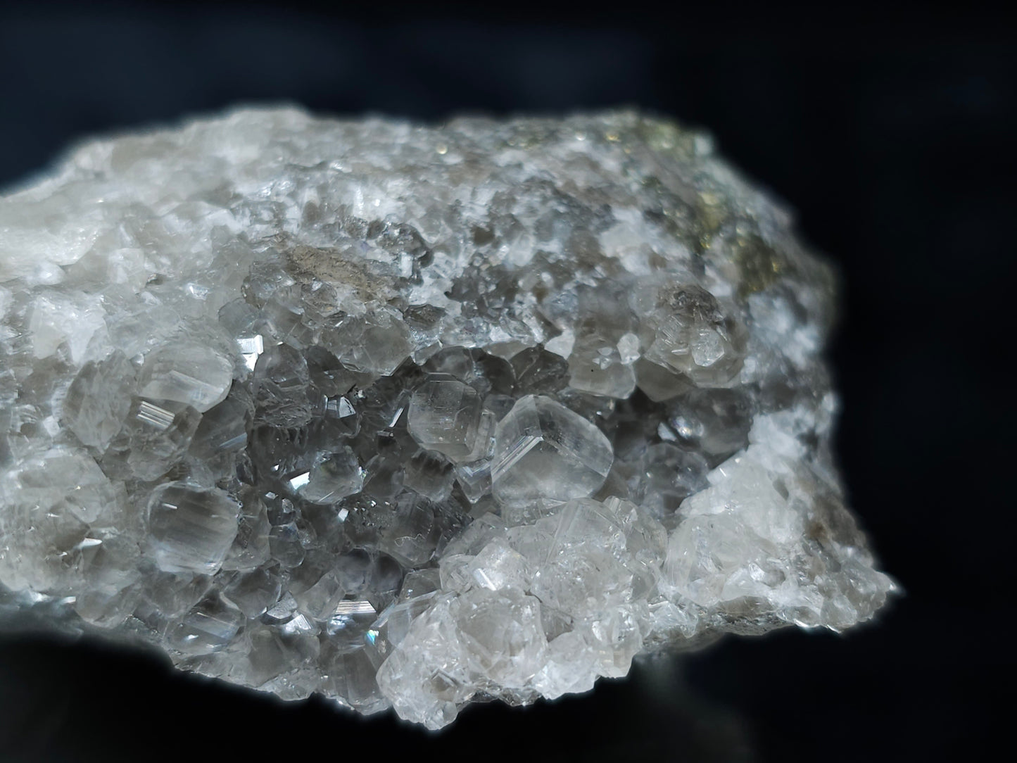 #33097 Super clear Nailhead Spar Calcite cluster, Chalcopyrite ore and multiple small fossils in the matrix