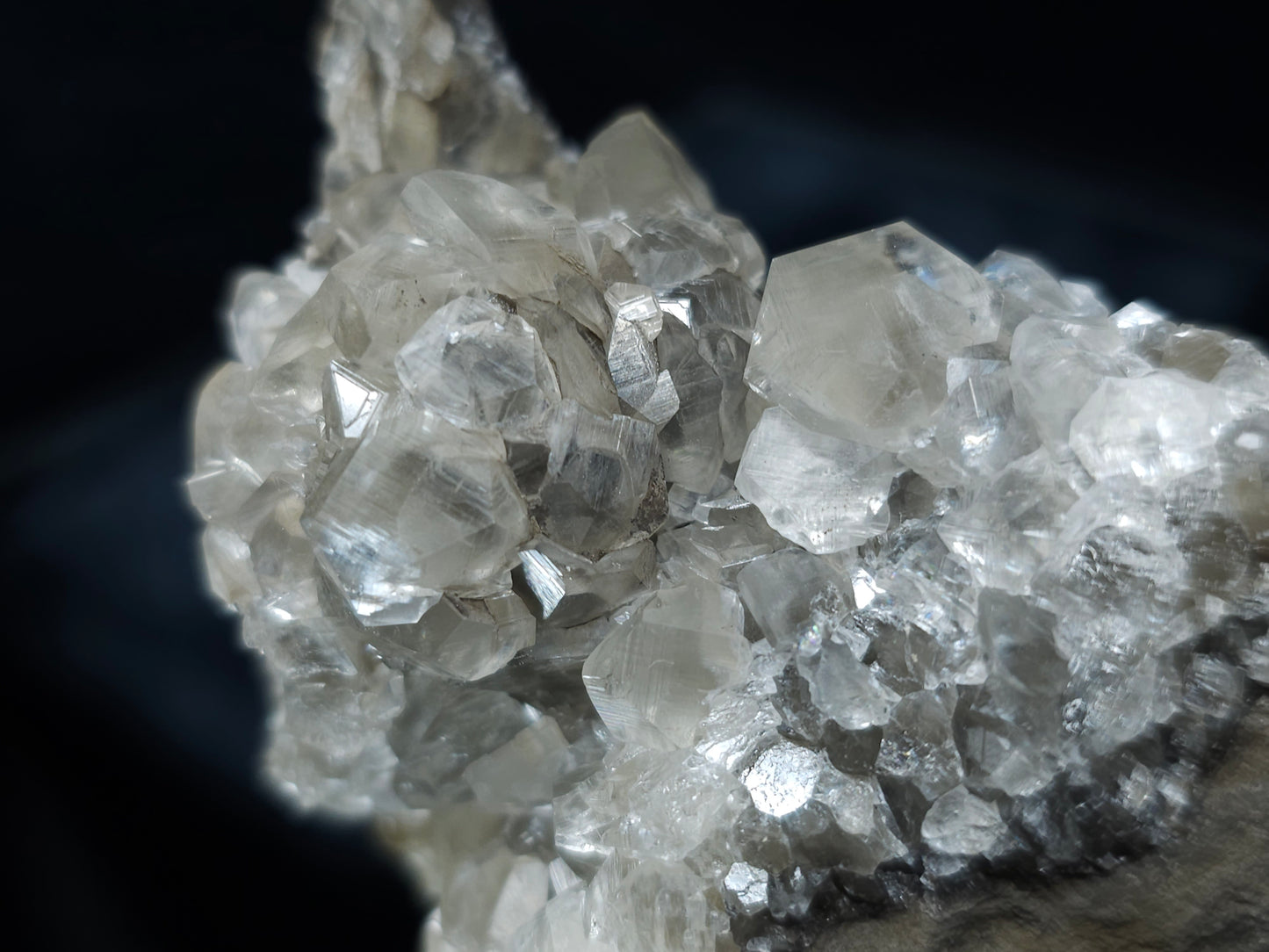 #33099 Super clear Nailhead Spar Calcite cluster, Chalcopyrite ore and multiple small fossils in the matrix