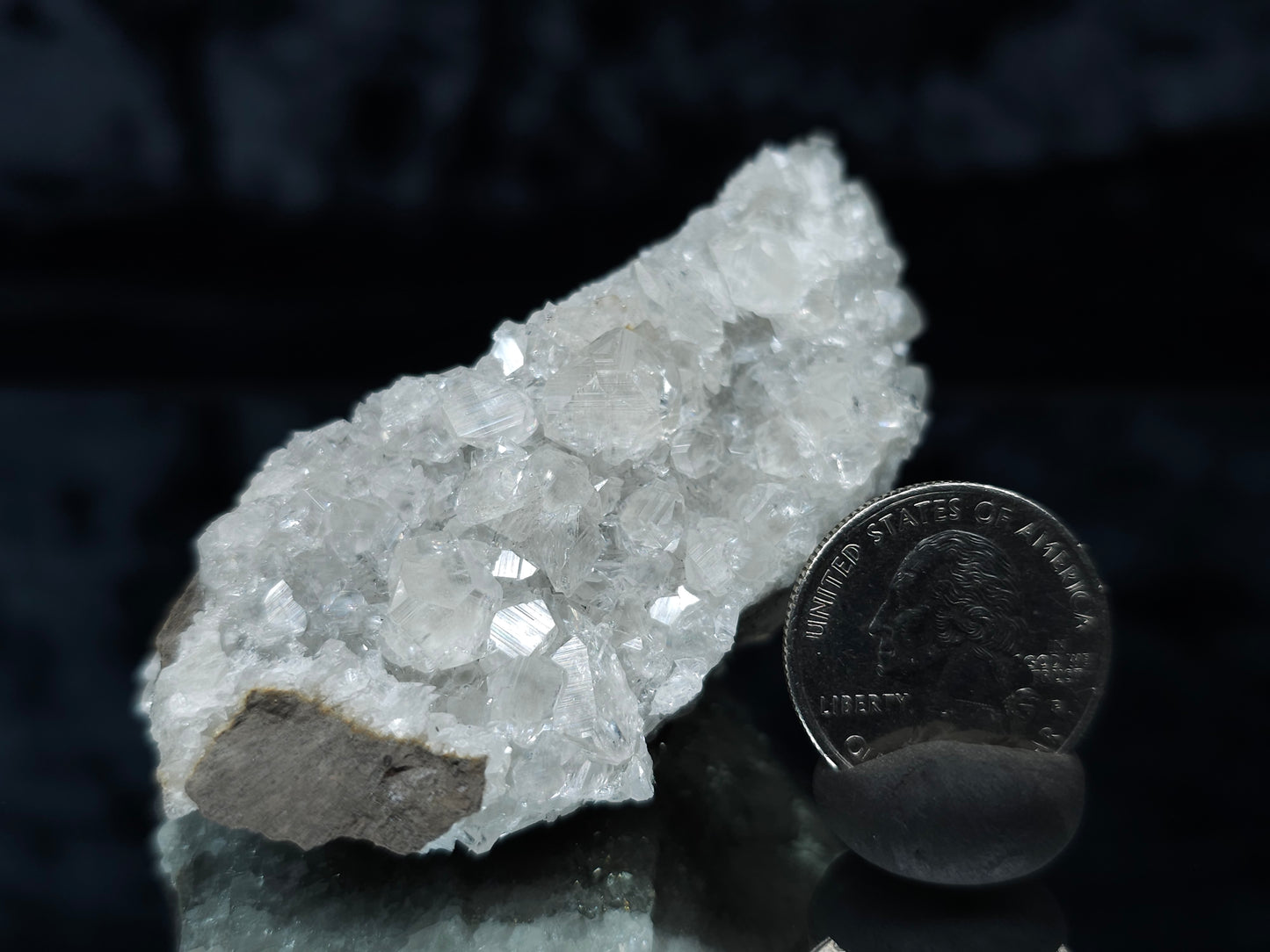 #33116 Super clear Nailhead Spar Calcite cluster with Chalcopyrite ore and multiple small fossils in the matrix
