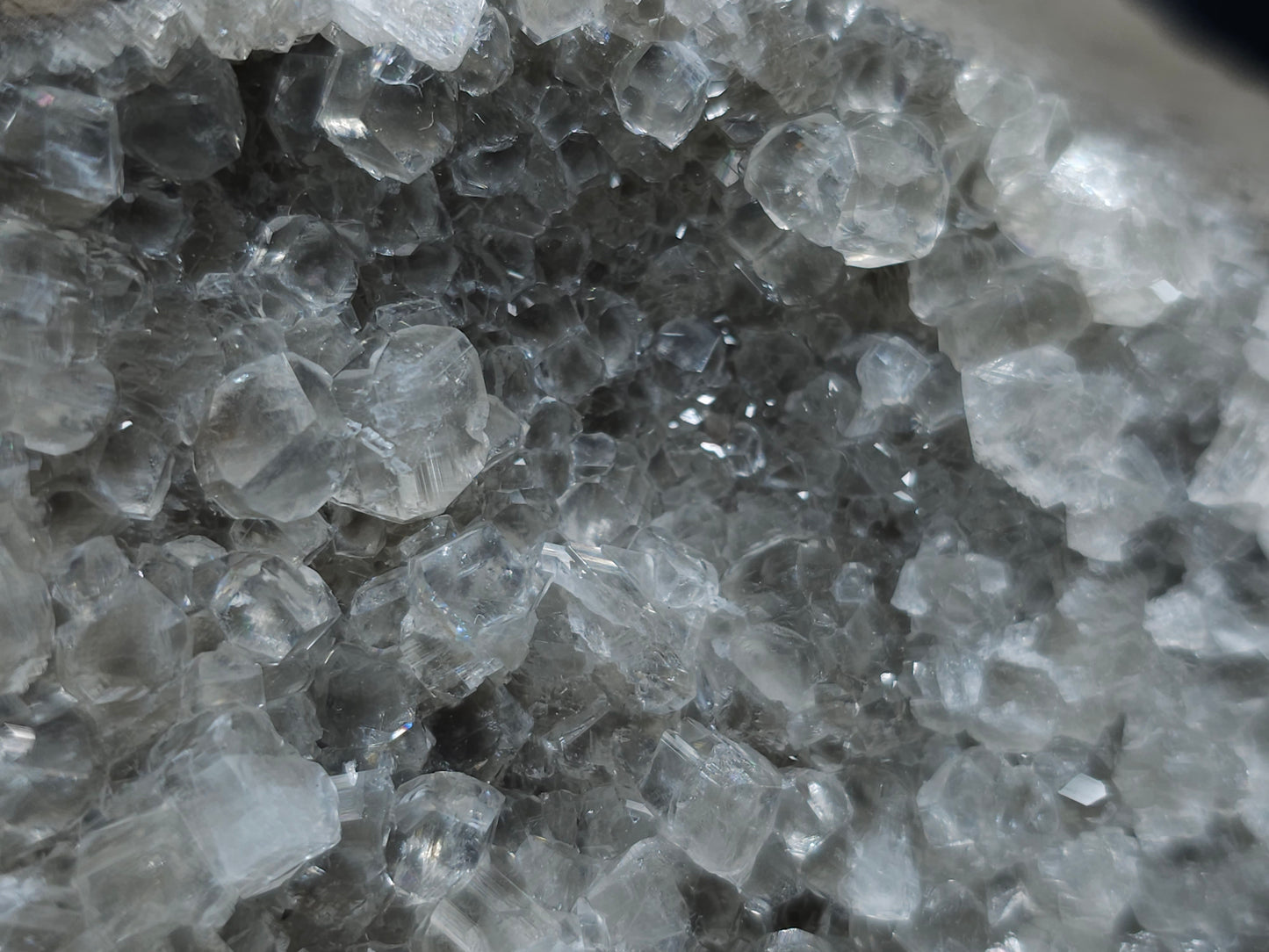 #33119 Super clear Nailhead Spar Calcite cluster with Chalcopyrite ore and multiple small fossils in the matrix
