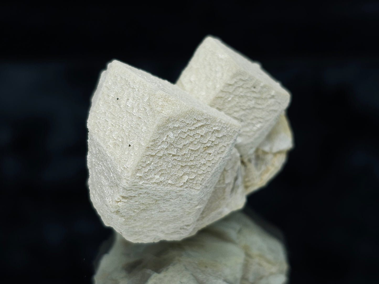 #88026 Hematite on cream-white Calcite pseudomorph after twin Combined from Calcite