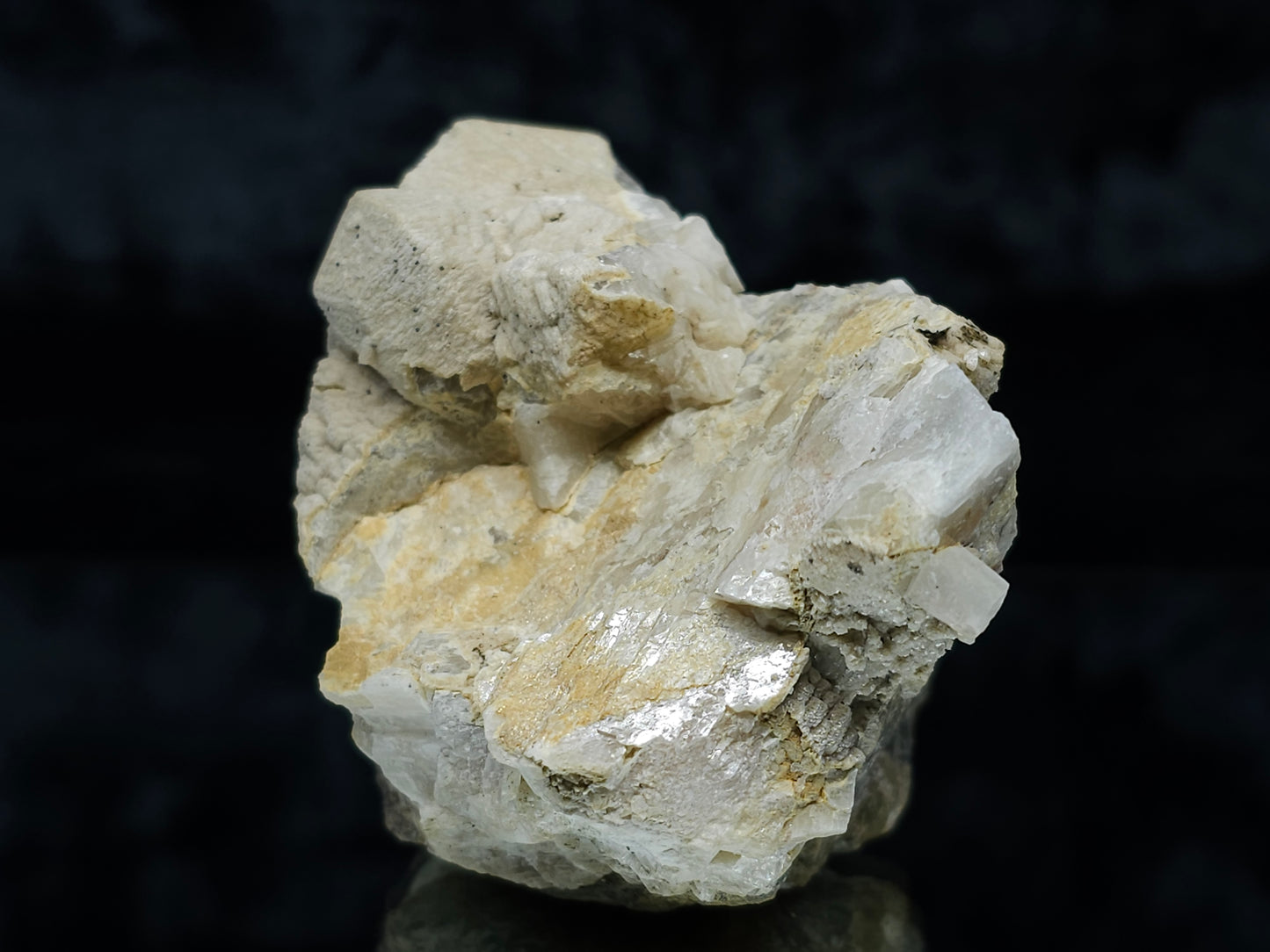 #88035 Cream-white Calcite pseudomorph after Combined form Calcite on Calcite matrix