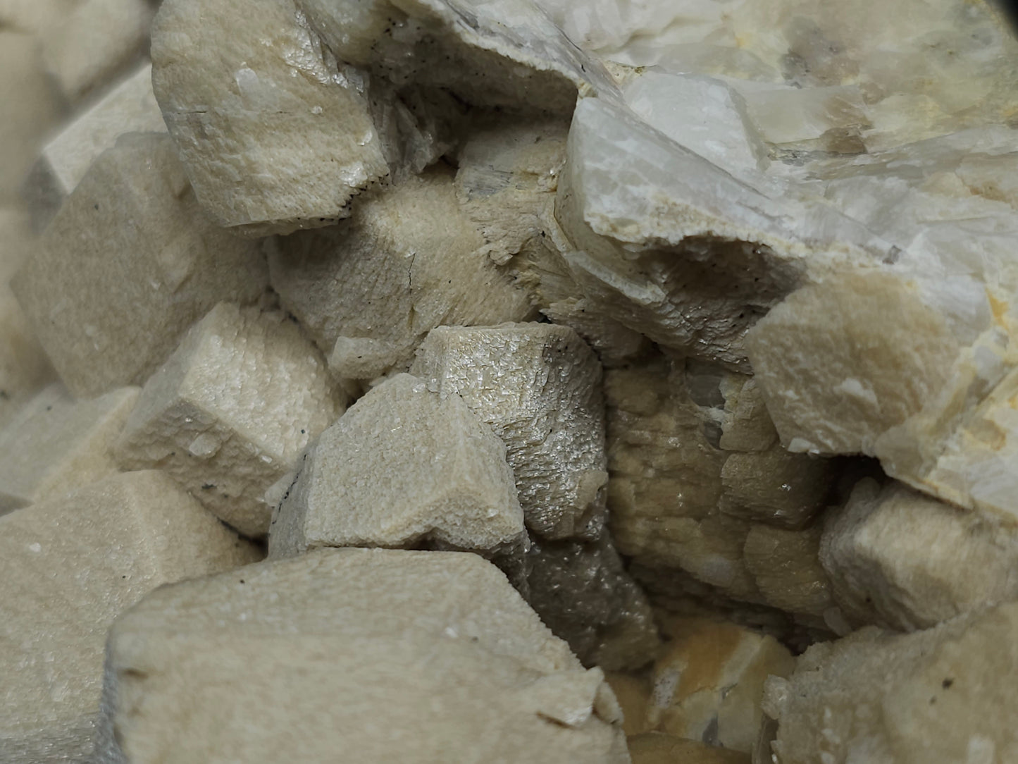 #88036 Hematite on cream-white Calcite pseudomorph after Combined form Calcite on Calcite matrix