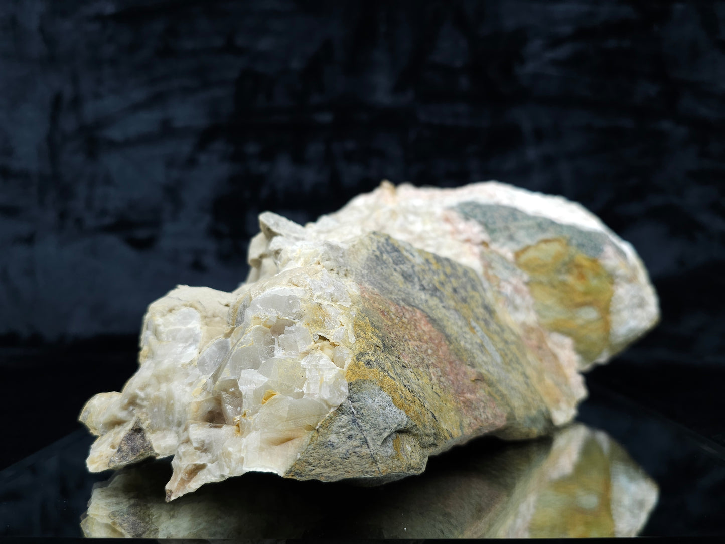 #88036 Hematite on cream-white Calcite pseudomorph after Combined form Calcite on Calcite matrix