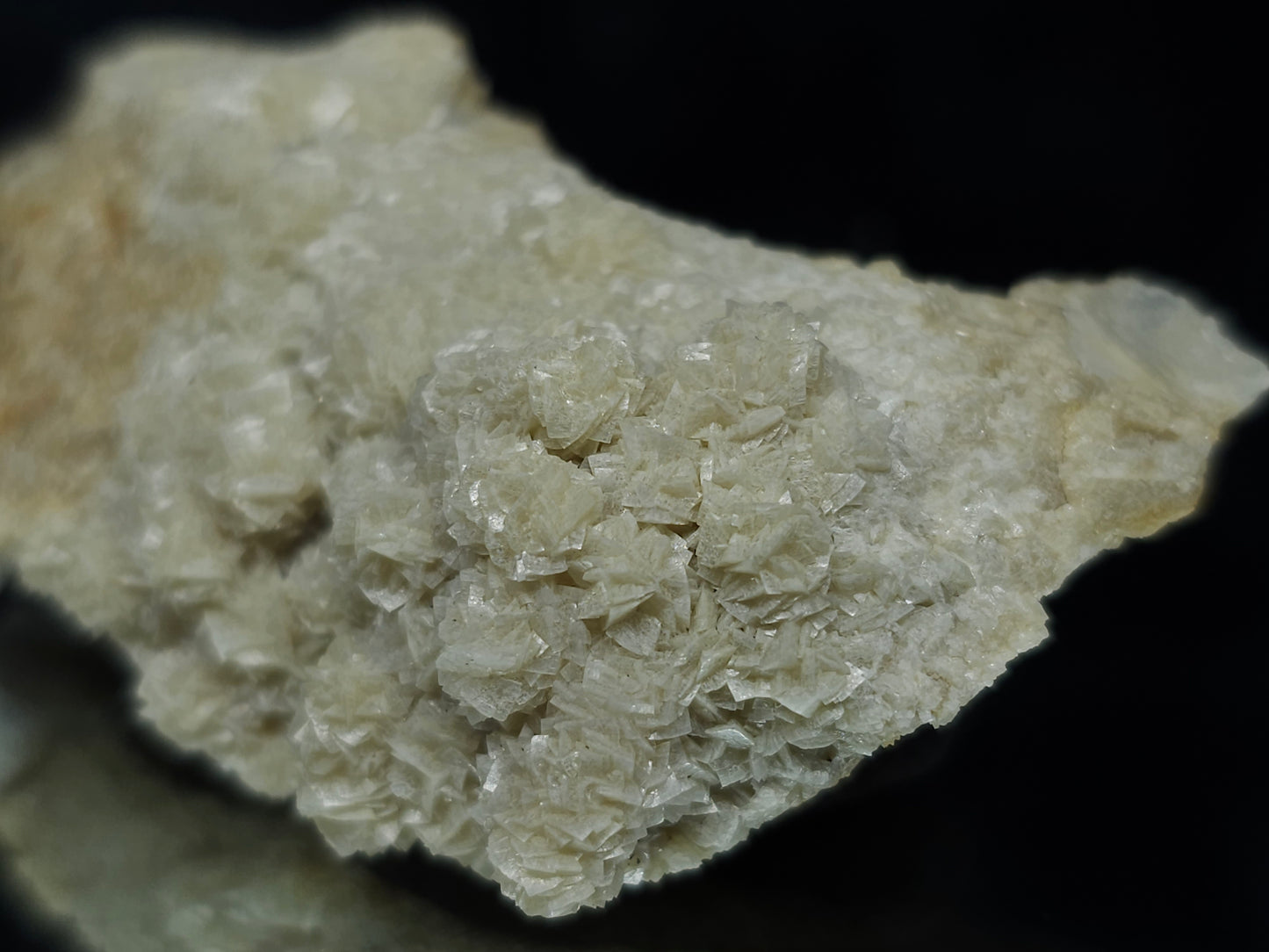 #88082 White Calcite, heavily striated, complex rhombohedral-scalenohedral ( pseudomorph ) after Calcite matrix