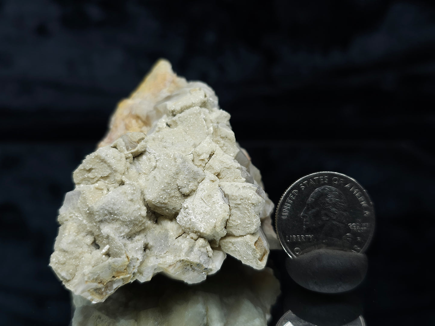 #88112 Cream-white Calcite pseudomorph after Combined form Calcite, also on uncommon Calcite formation on Calcite on matrix