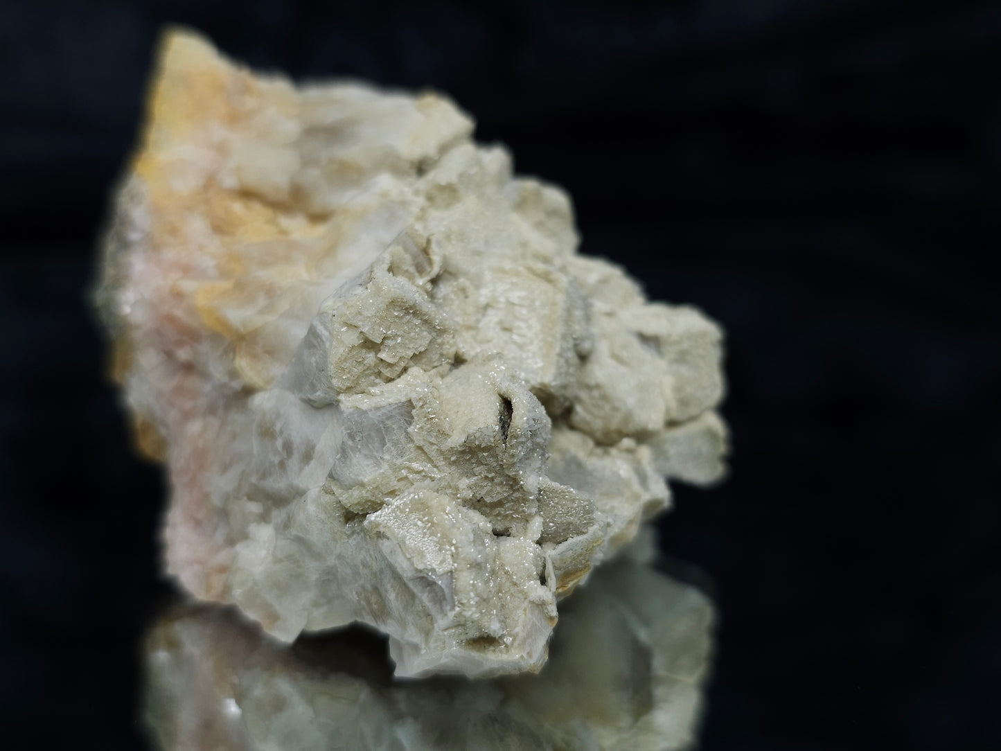 #88112 Cream-white Calcite pseudomorph after Combined form Calcite, also on uncommon Calcite formation on Calcite on matrix