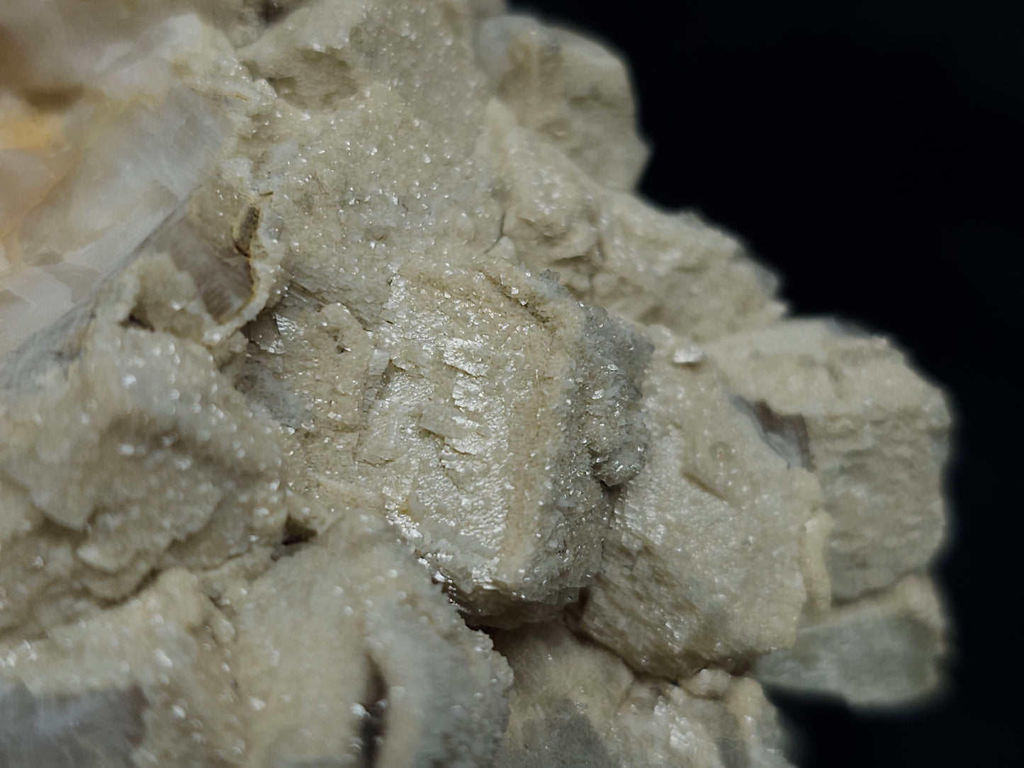 #88112 Cream-white Calcite pseudomorph after Combined form Calcite, also on uncommon Calcite formation on Calcite on matrix