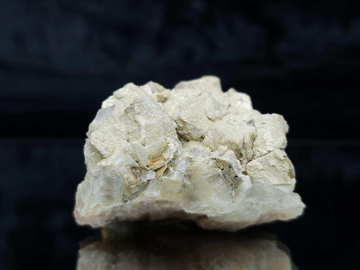 #88112 Cream-white Calcite pseudomorph after Combined form Calcite, also on uncommon Calcite formation on Calcite on matrix